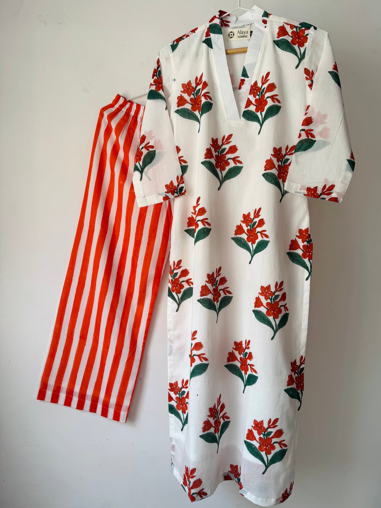 Tangerine Daffodil Kurta Co-ord Set