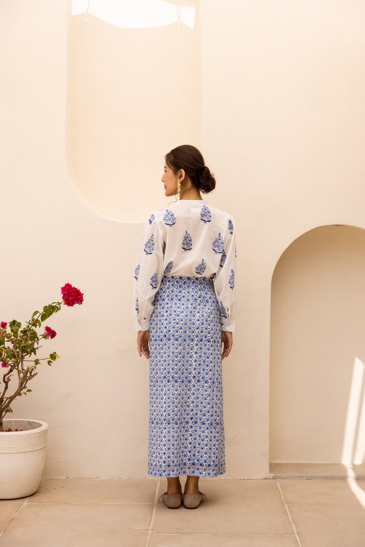 Azure Bloom Wrapskirt Set