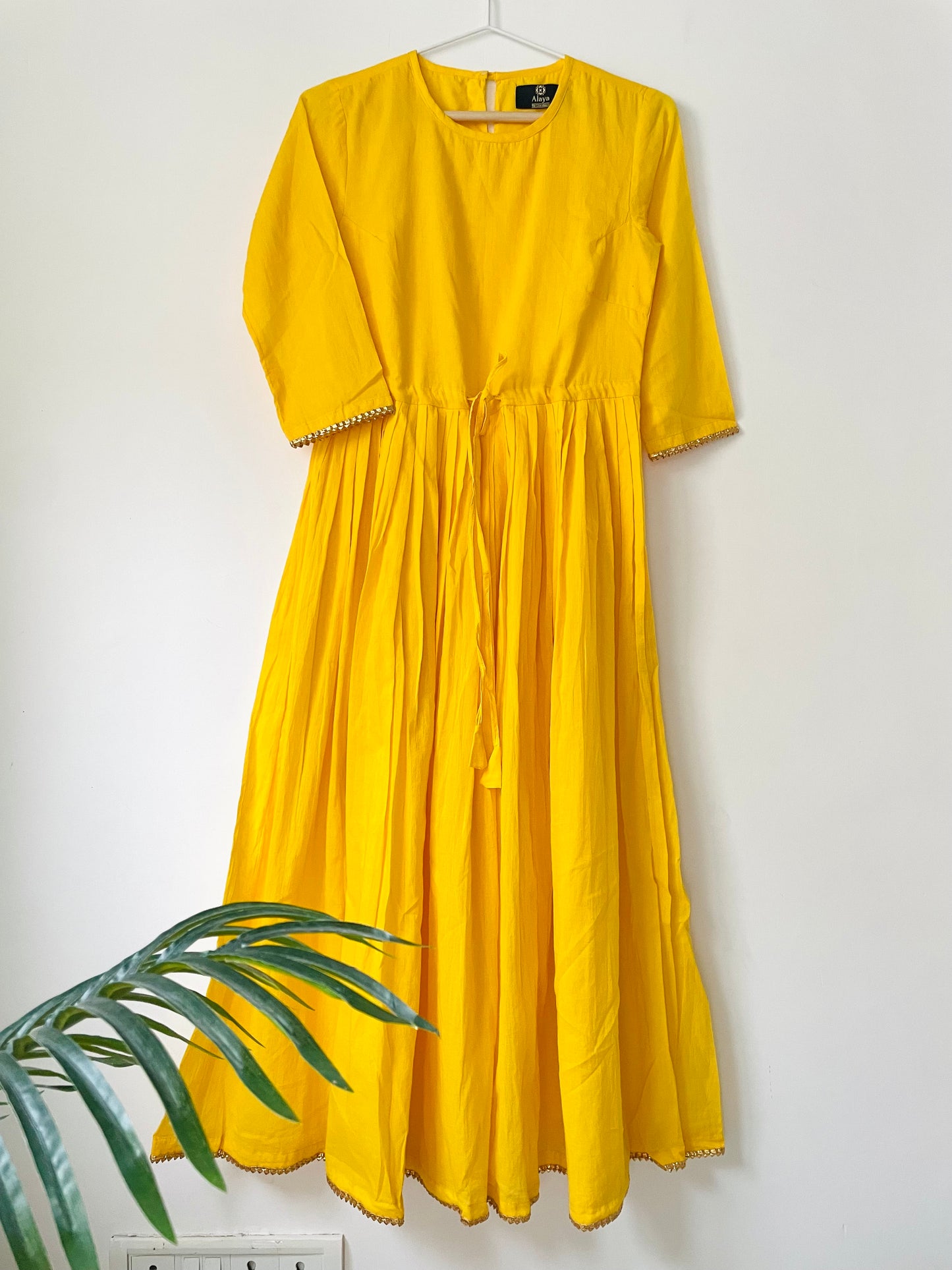Mustard Solid Dress - XXS
