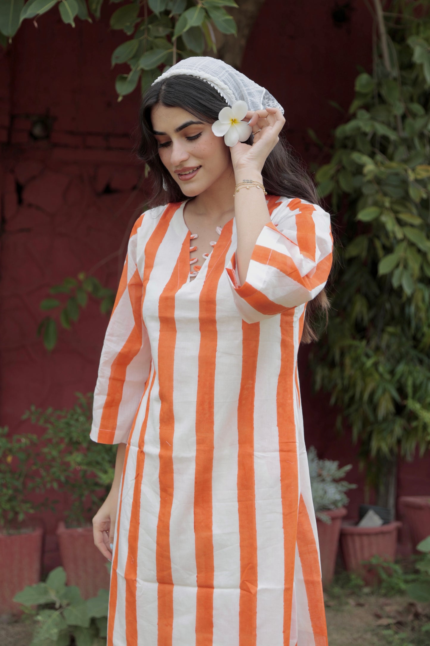Coral Palm Kurta Set