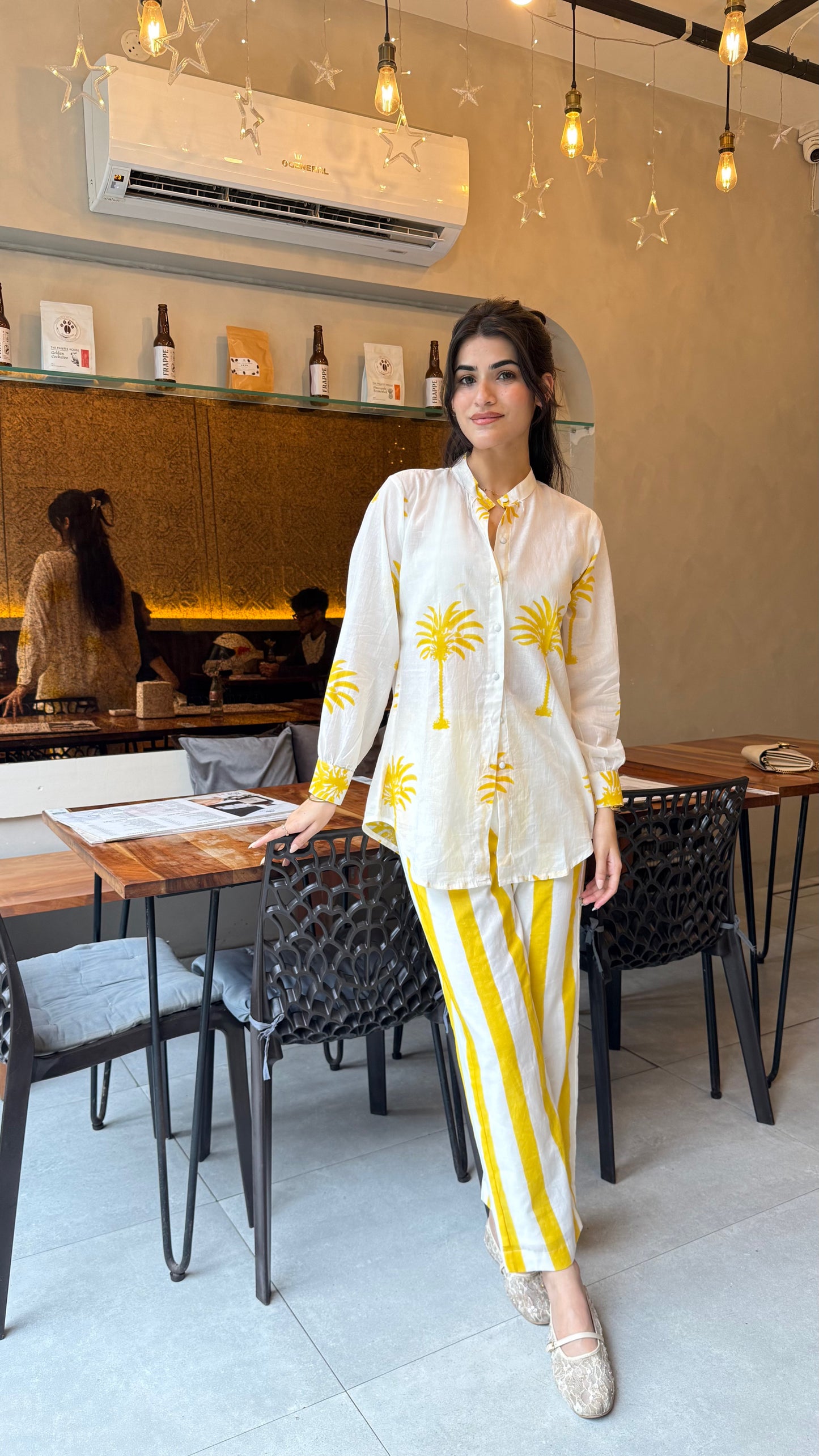 Yellow Palm Waistcoat Set