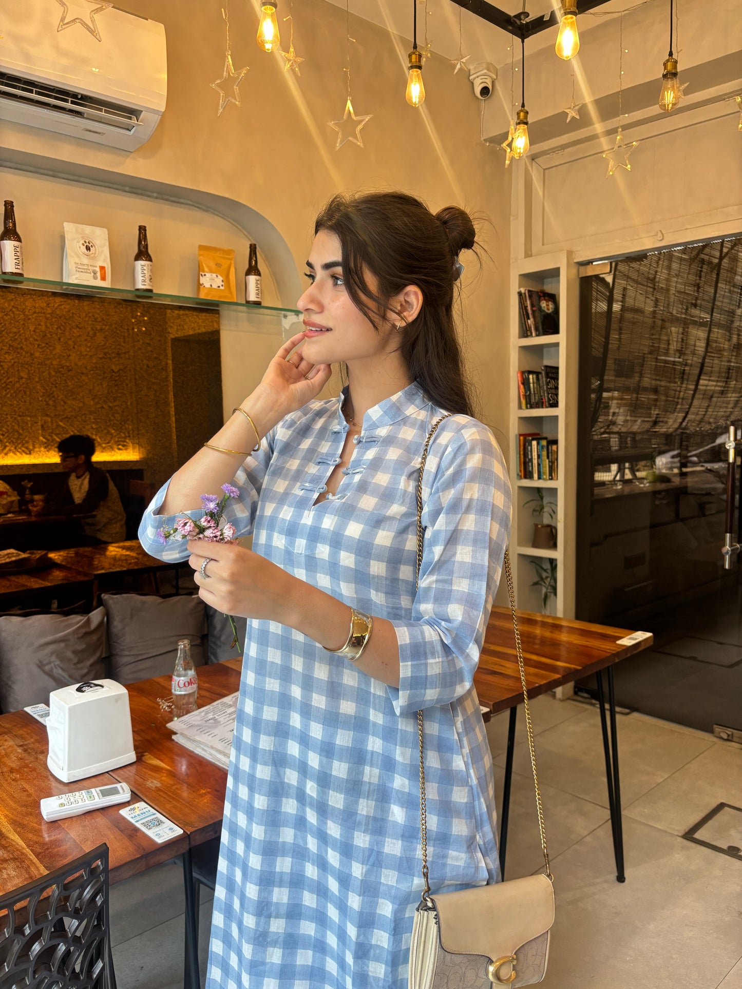 Blue Gingham Kurta Set
