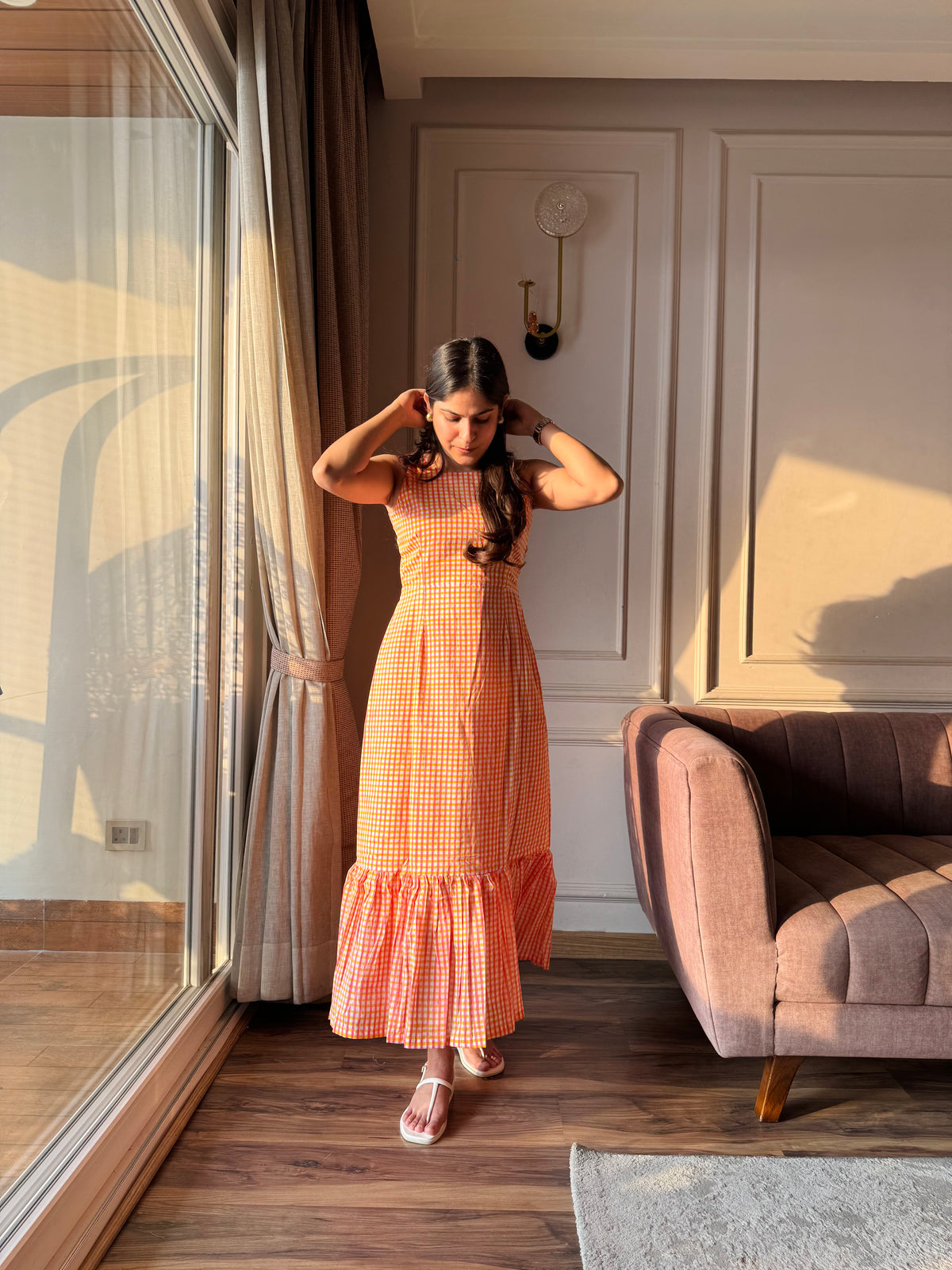 Orange Crush - Orange Gingham Dress