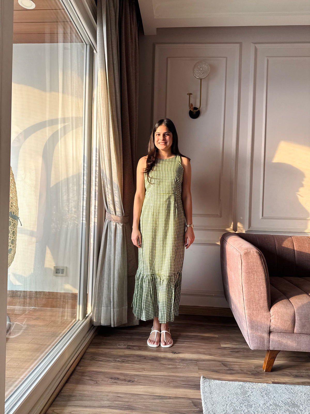 Matcha - Green Gingham Dress