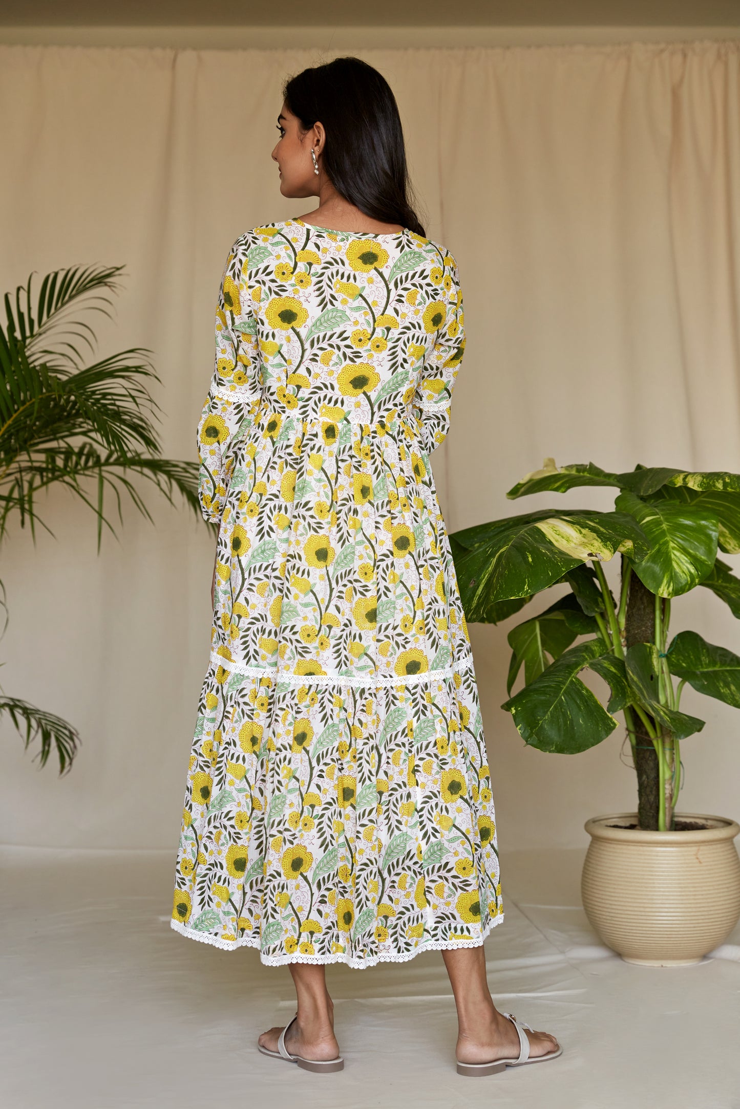 Lemon Garden Flora Tiered Maxi