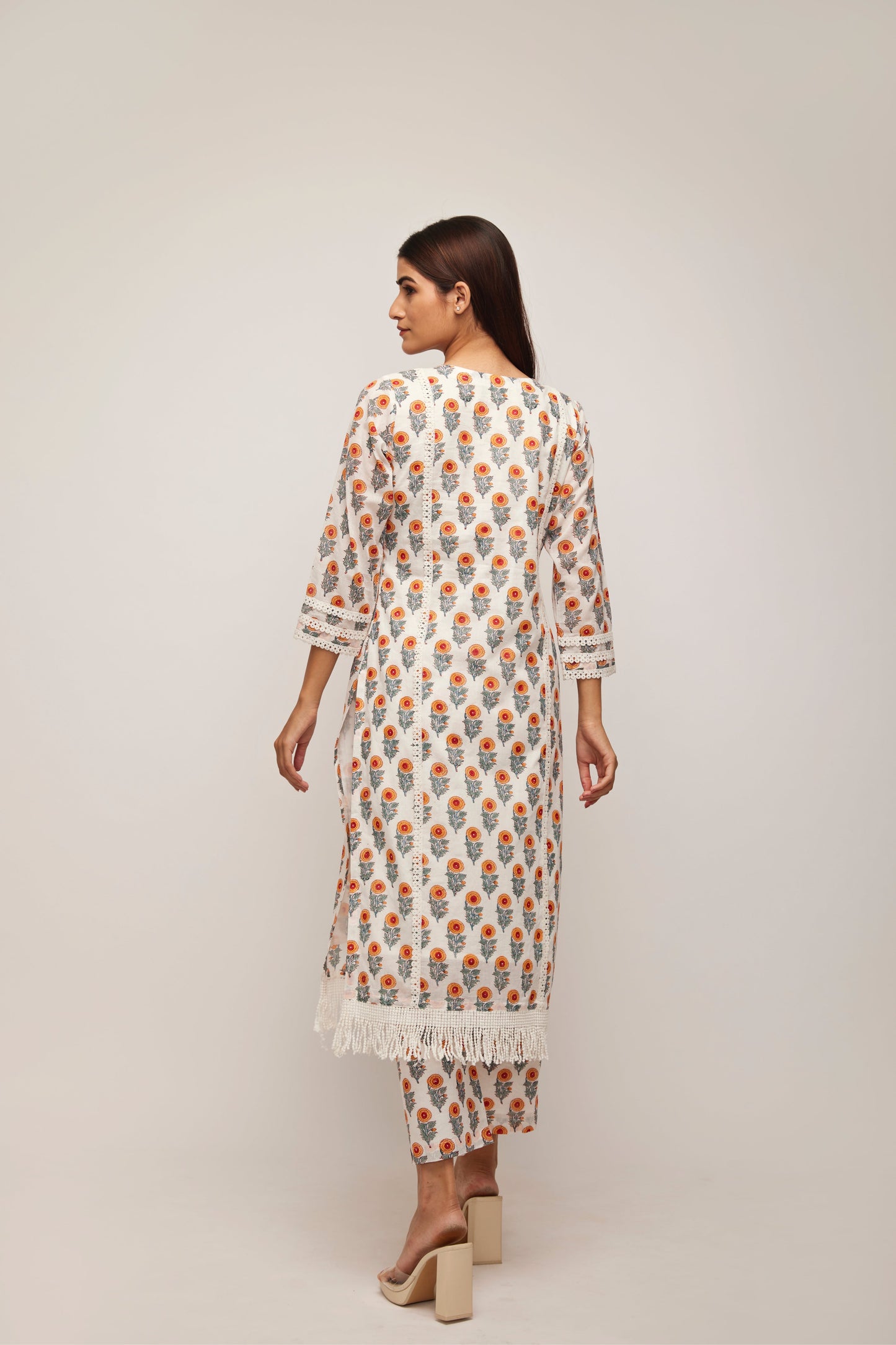 Peach Daisy Kurta Palazzo