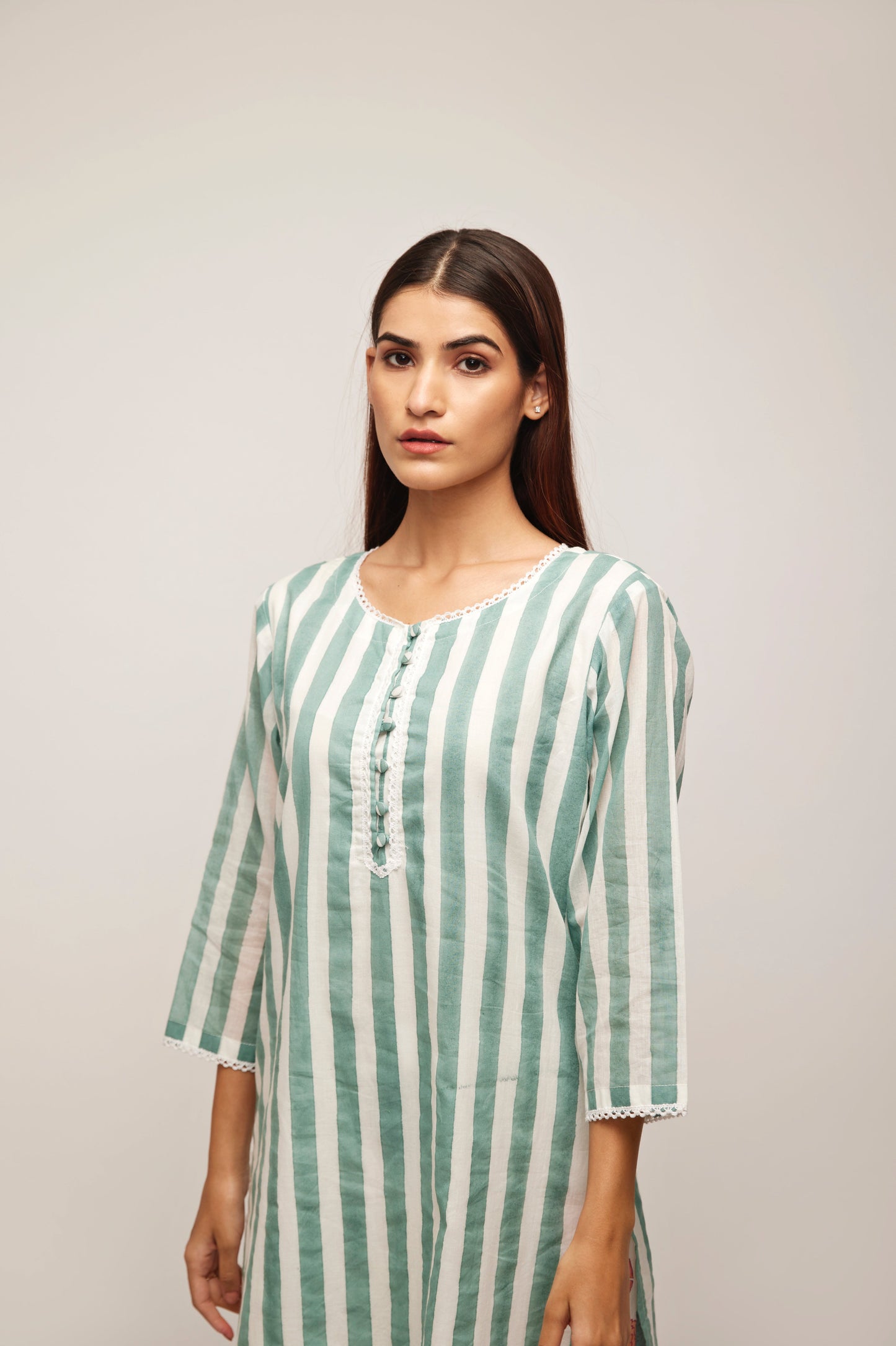 Turquiose Stripe Kurta Pants