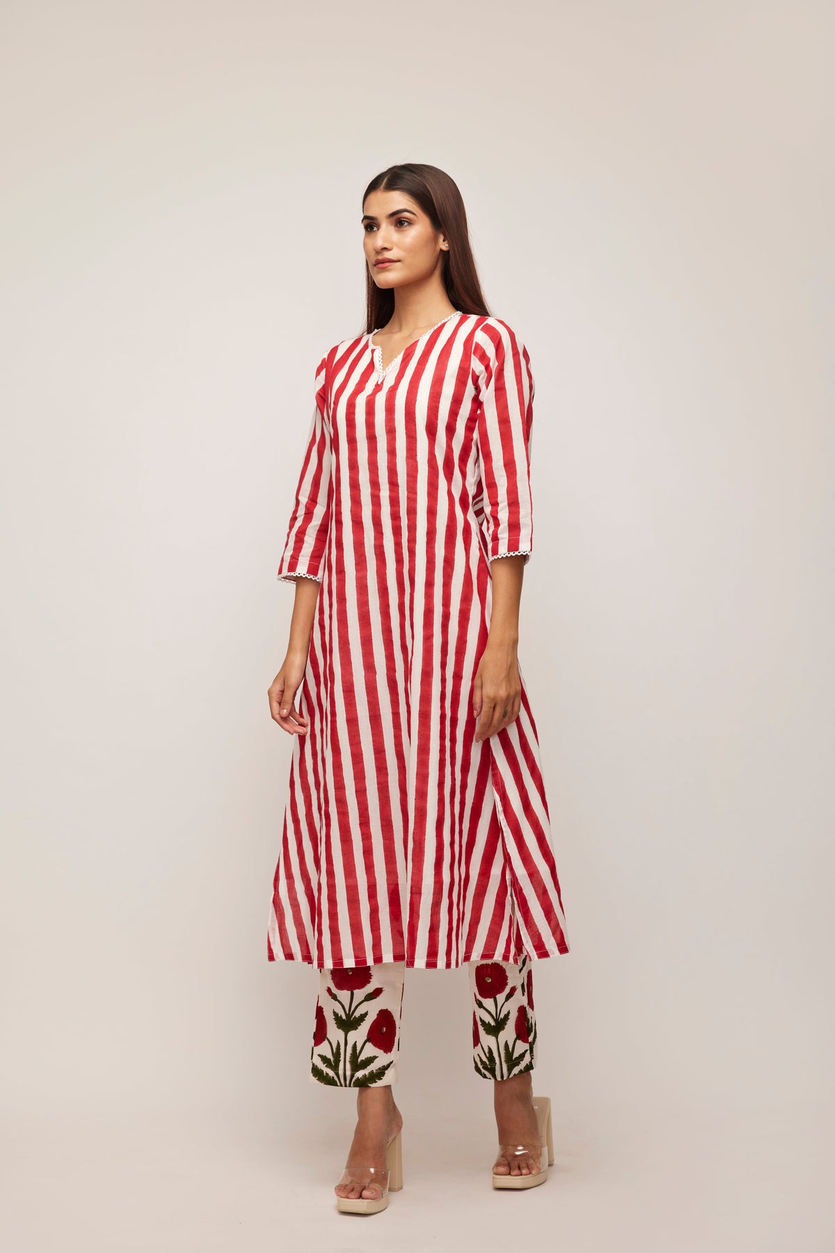 Red Stripe Kurta Pants