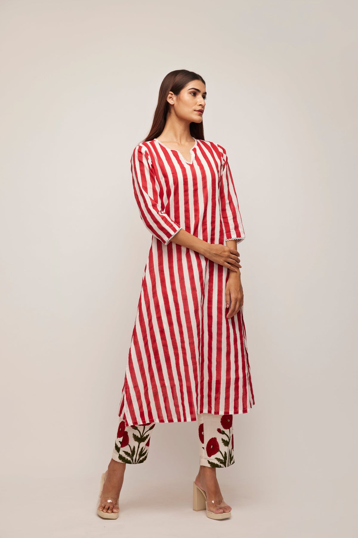 Red Stripe Kurta Pants