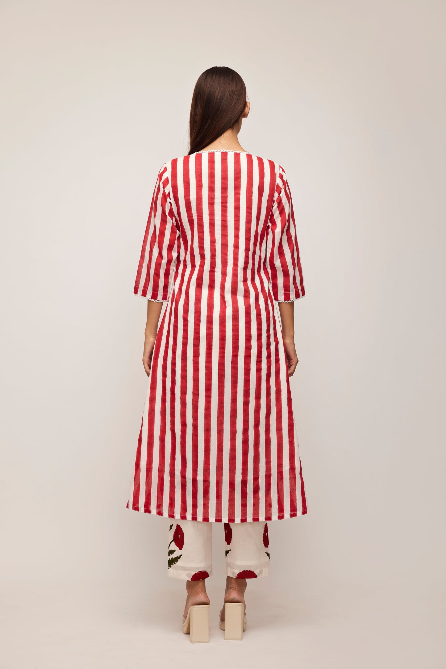 Red Stripe Kurta Pants