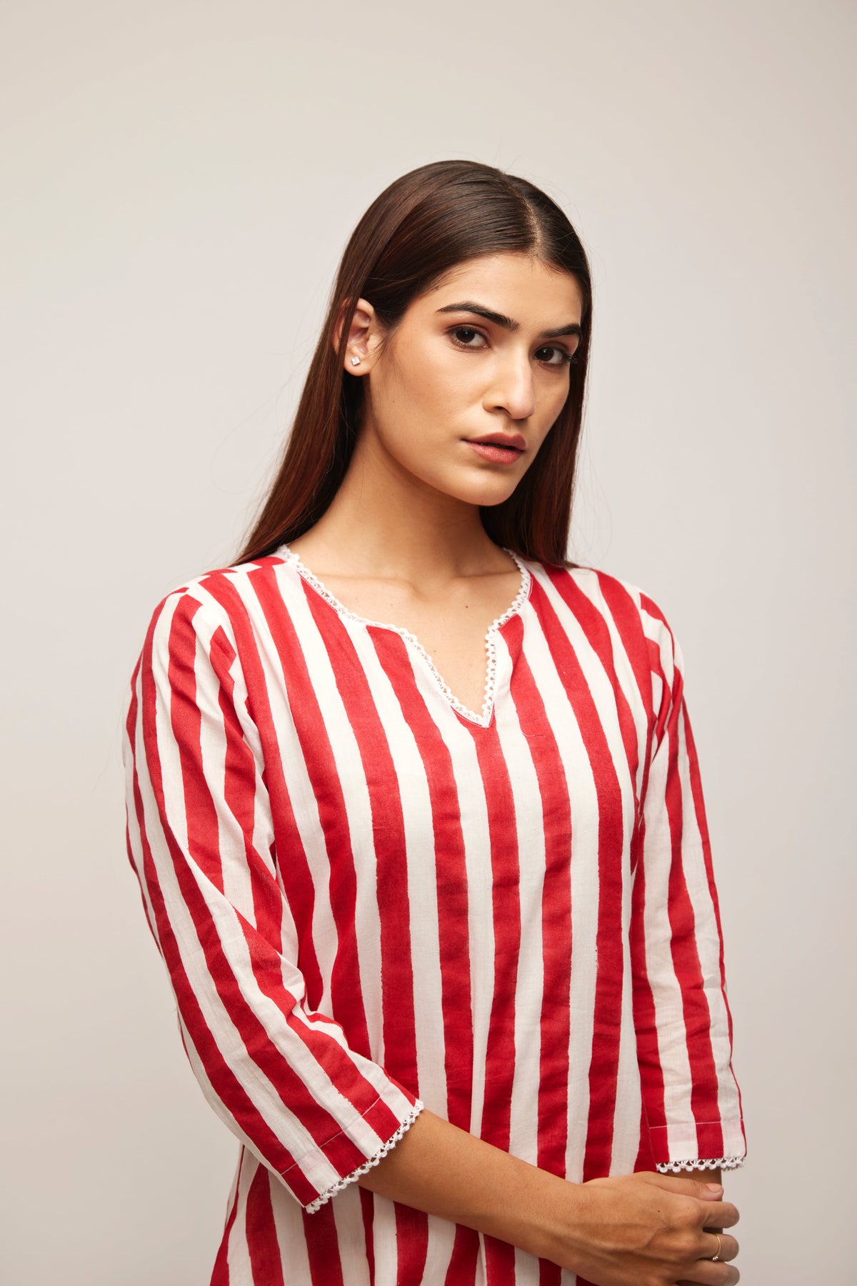 Red Stripe Kurta Pants