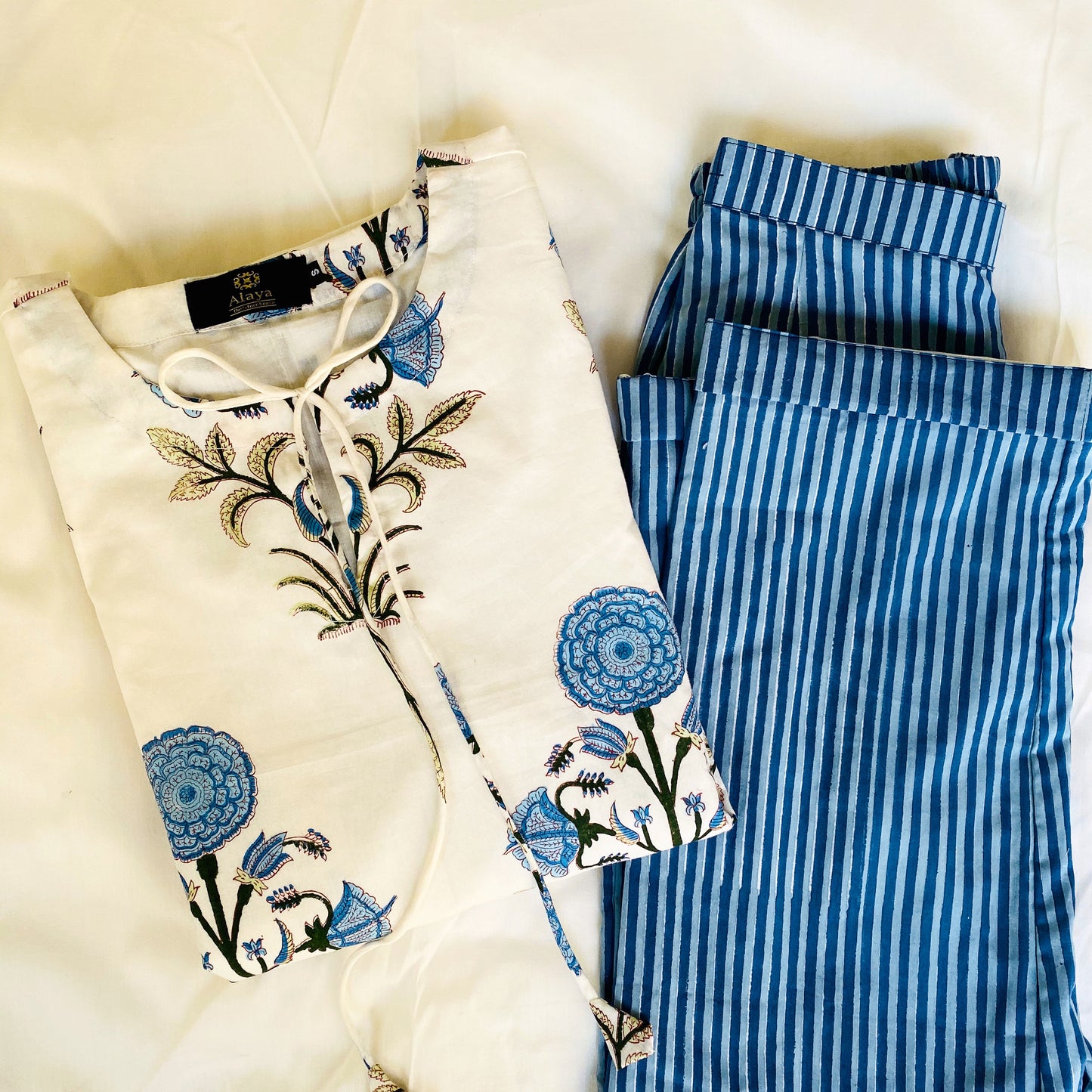 Navy Blue Hibiscus Kurta