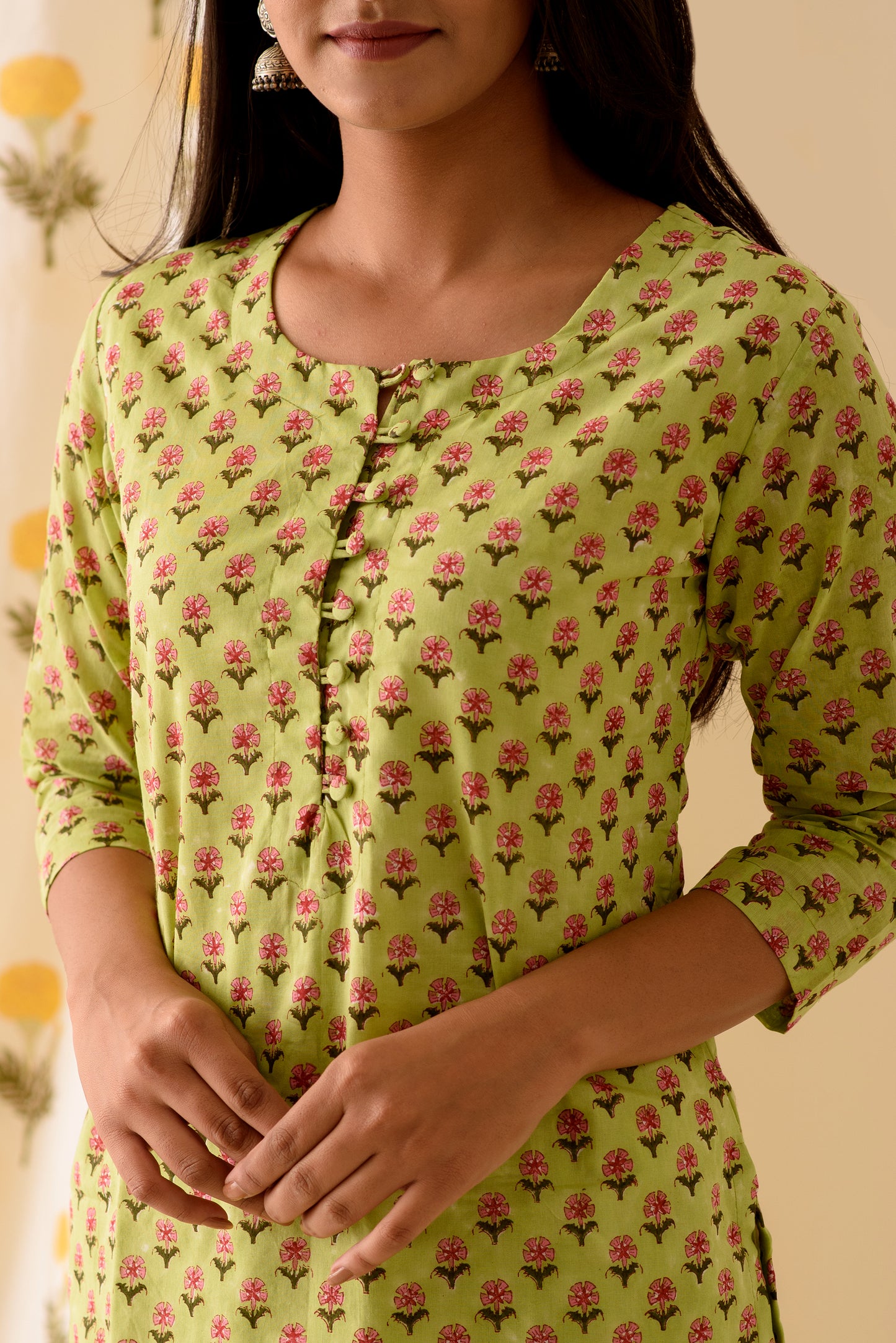 Green Blockprint Sharara Set - XL