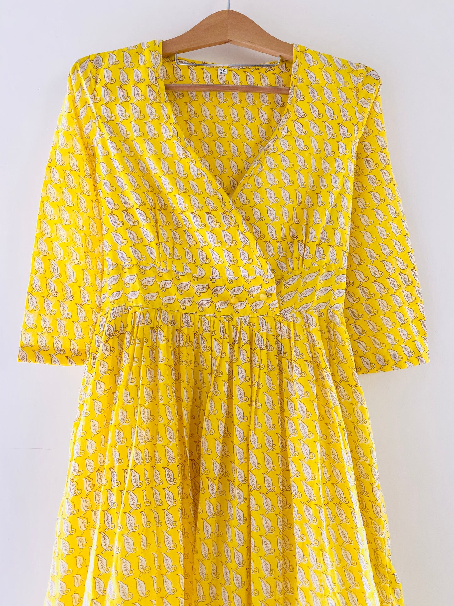 Yellow Blockprinted Maxi