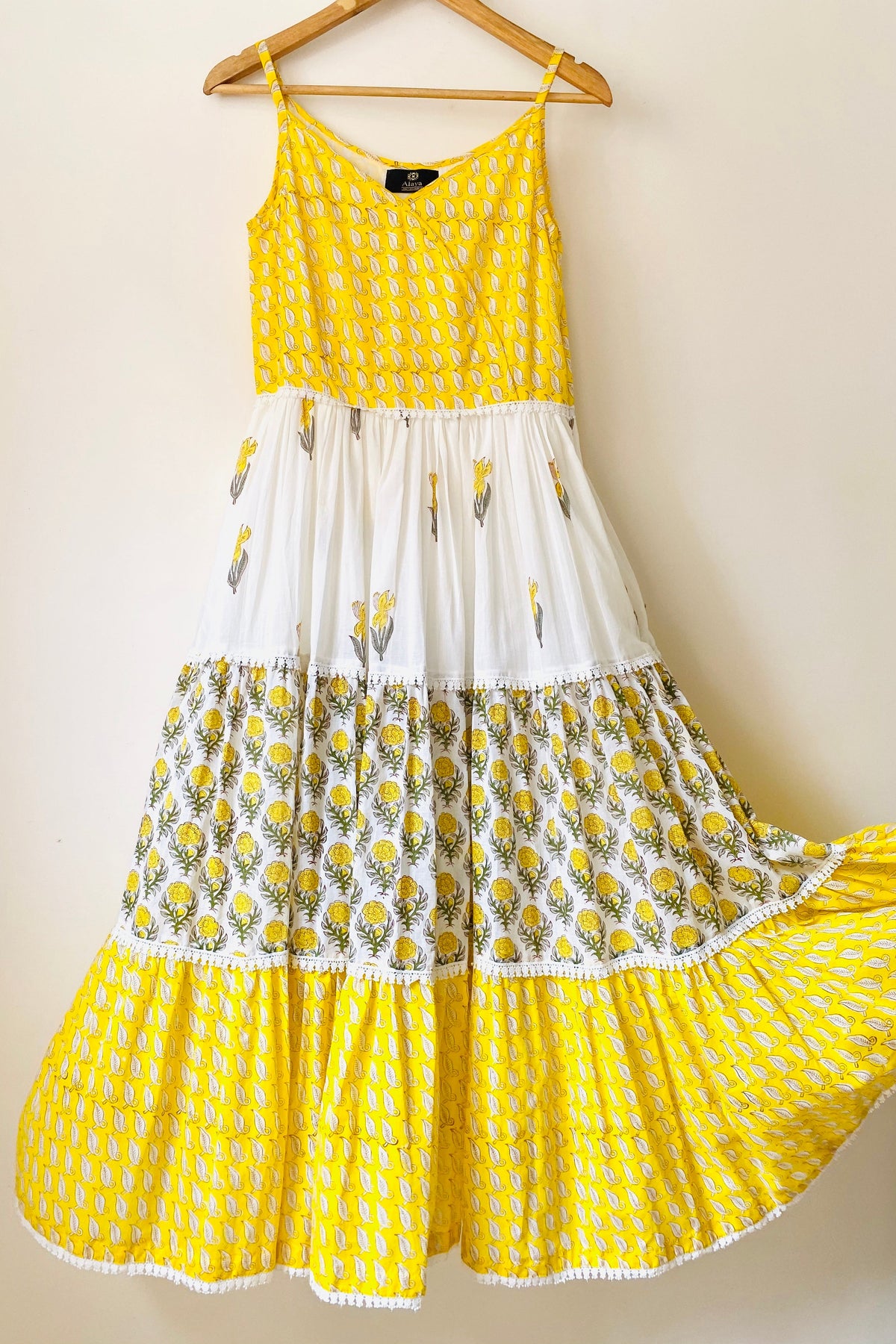 Lemon Flora Boho Tiered Maxi