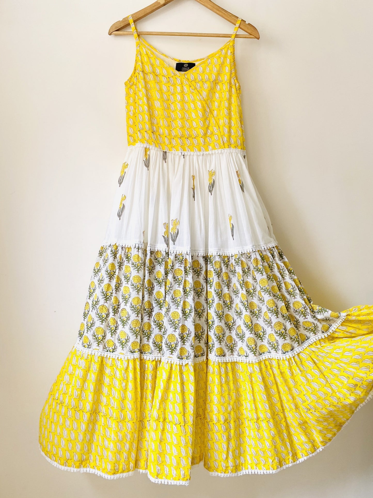 Lemon Flora Boho Tiered Maxi