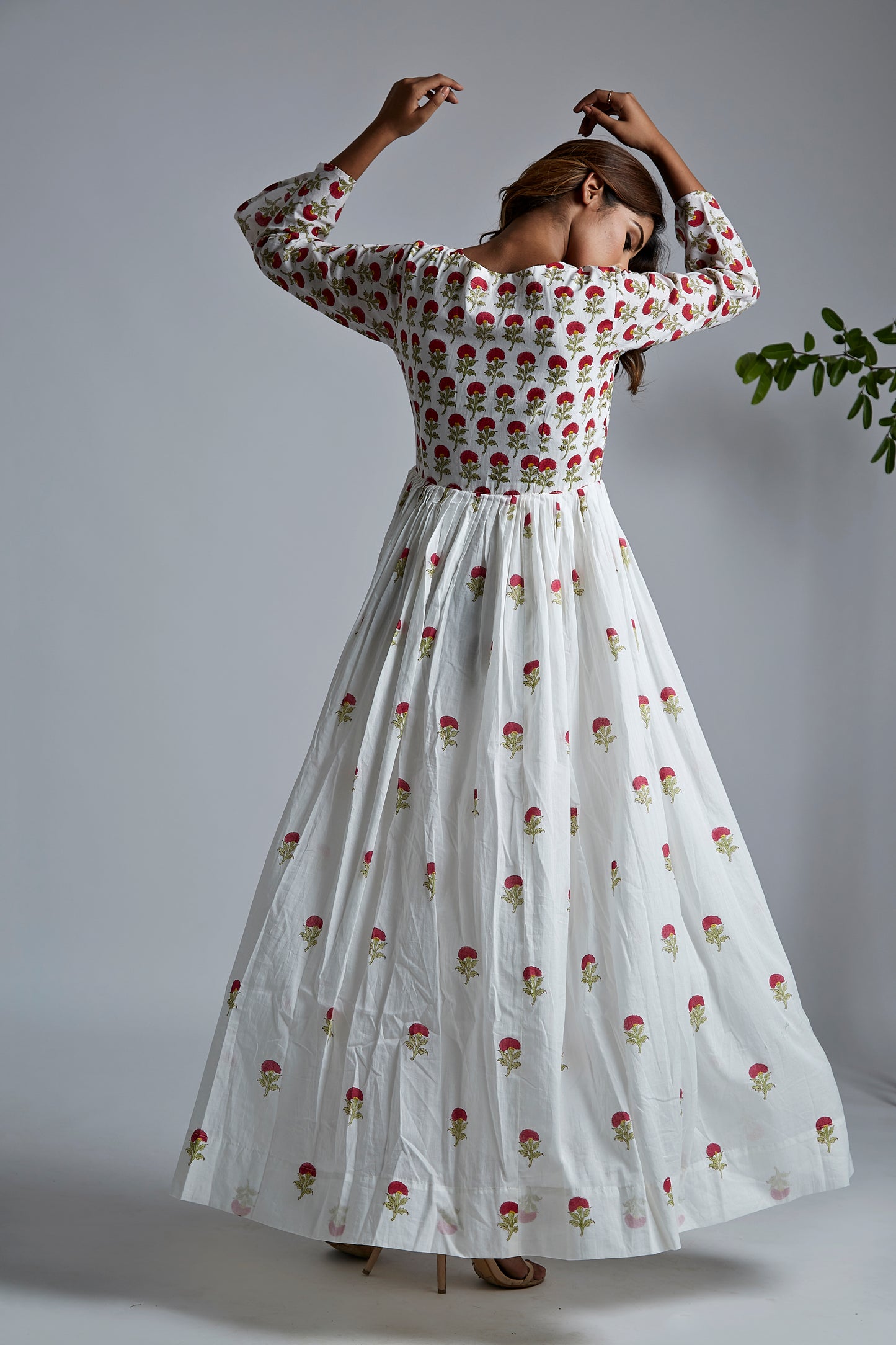 Mini Magenta Blockprint Mulmul Dupatta