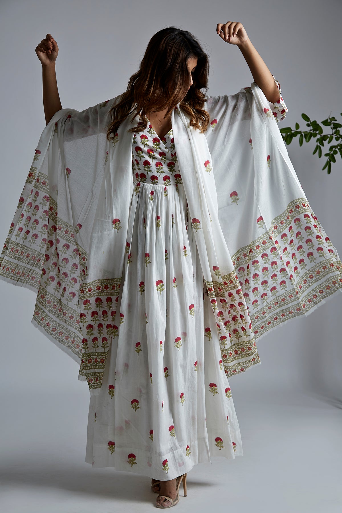 Mini Magenta Blockprint Mulmul Dupatta