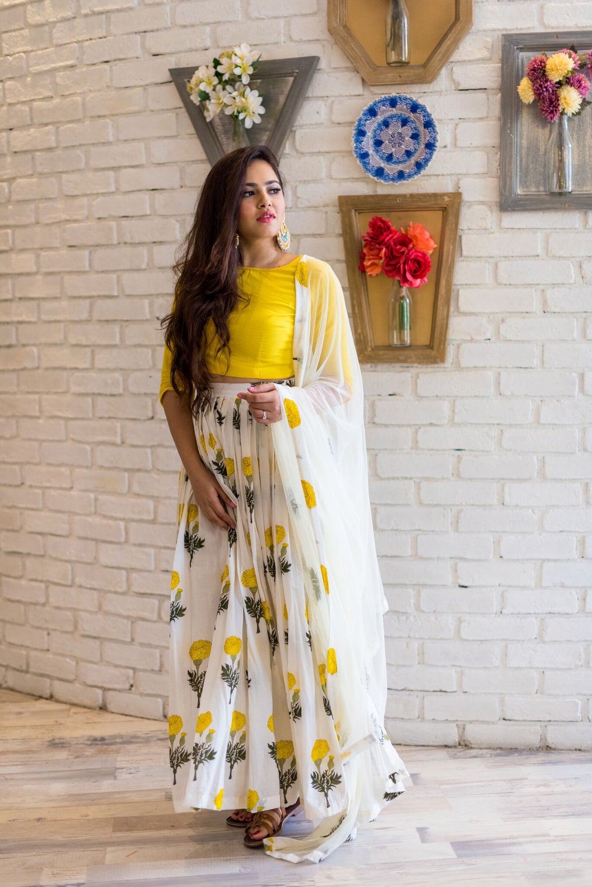 Yellow Mogra Lehenga Set