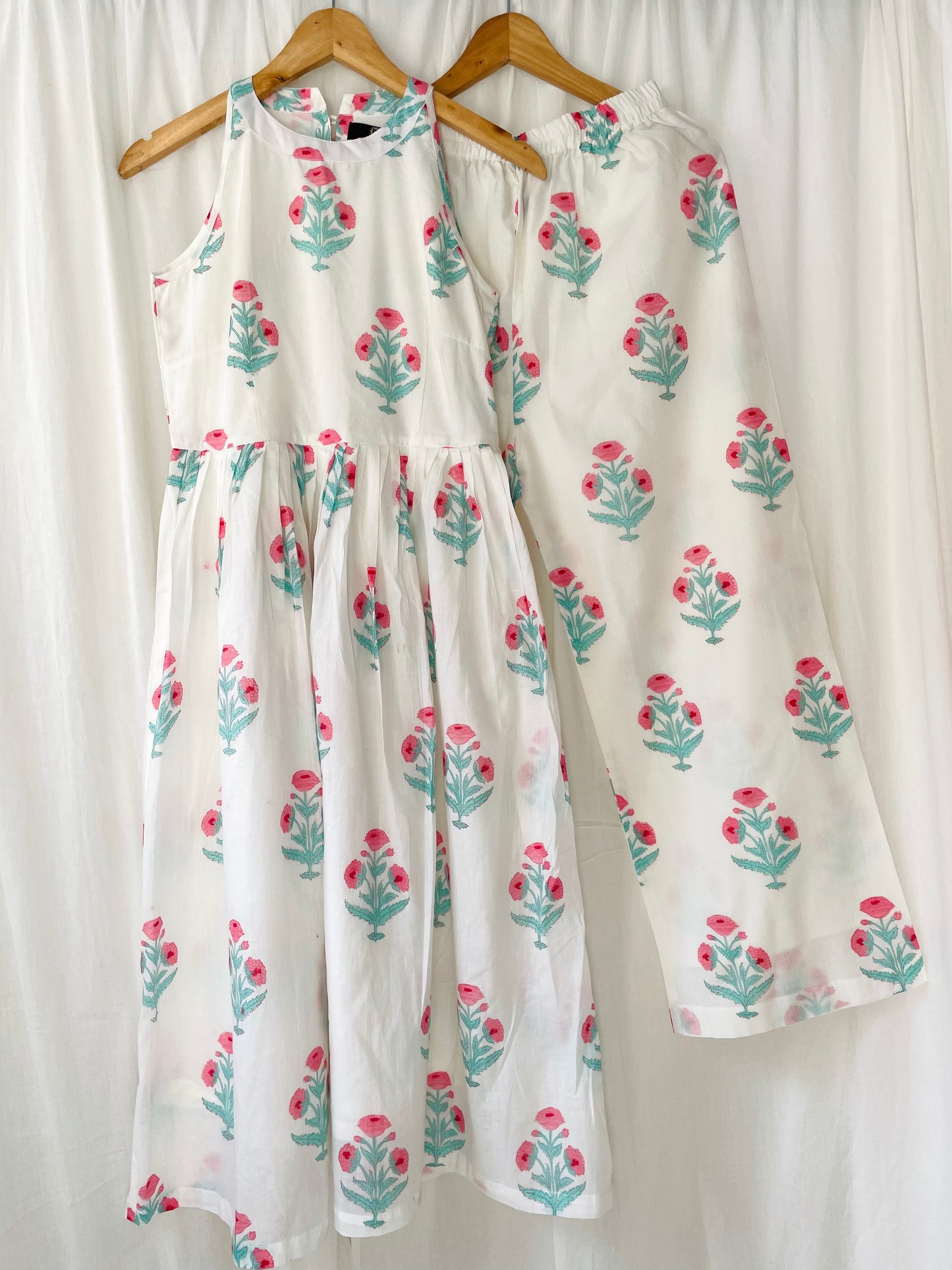 Pink Mini Poppy Kurta Co-ord Set