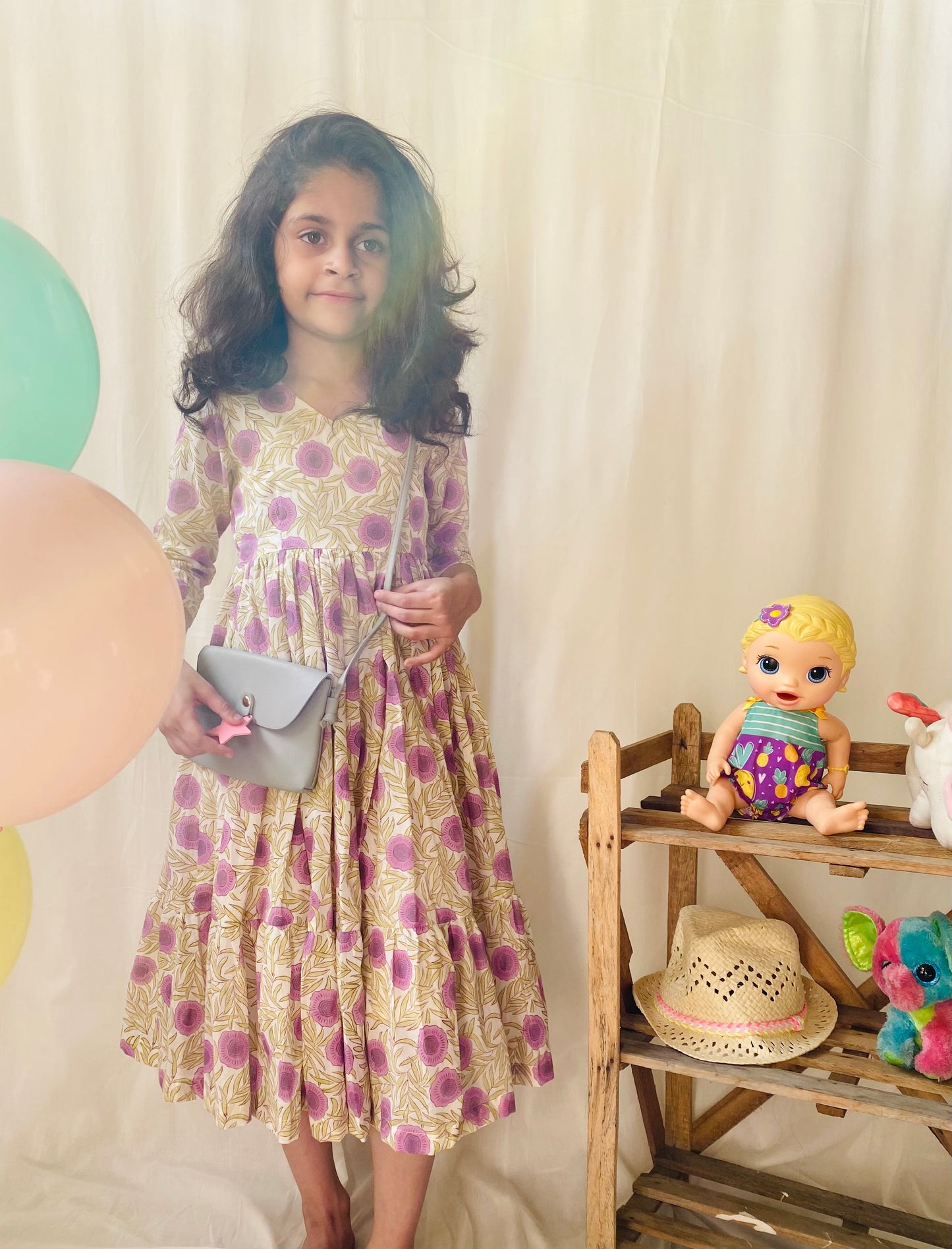 Lilac Mini Flora Tiered Dress