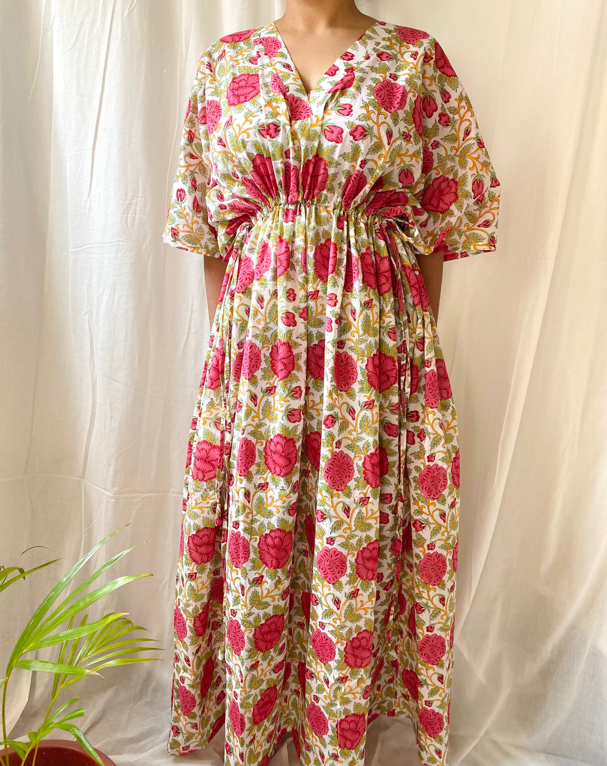 Pink Garden Blockprint Kaftan