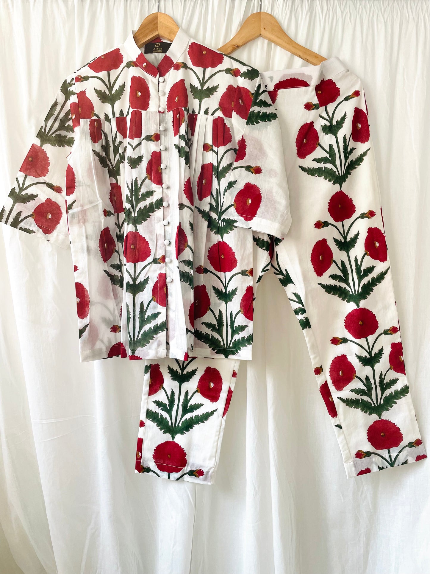 Marsala Poppy Blockprint Co-ord Set