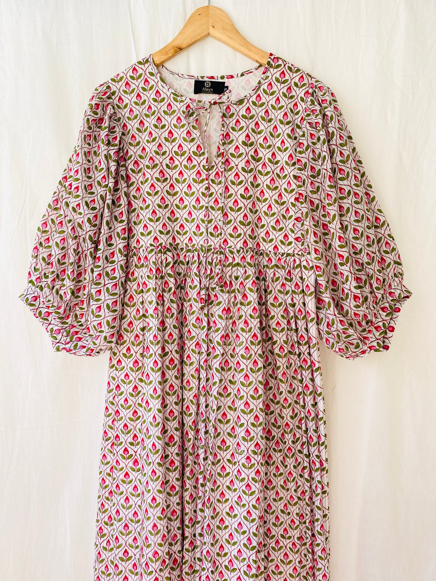 Pink Green Mughal Lotus Maxi