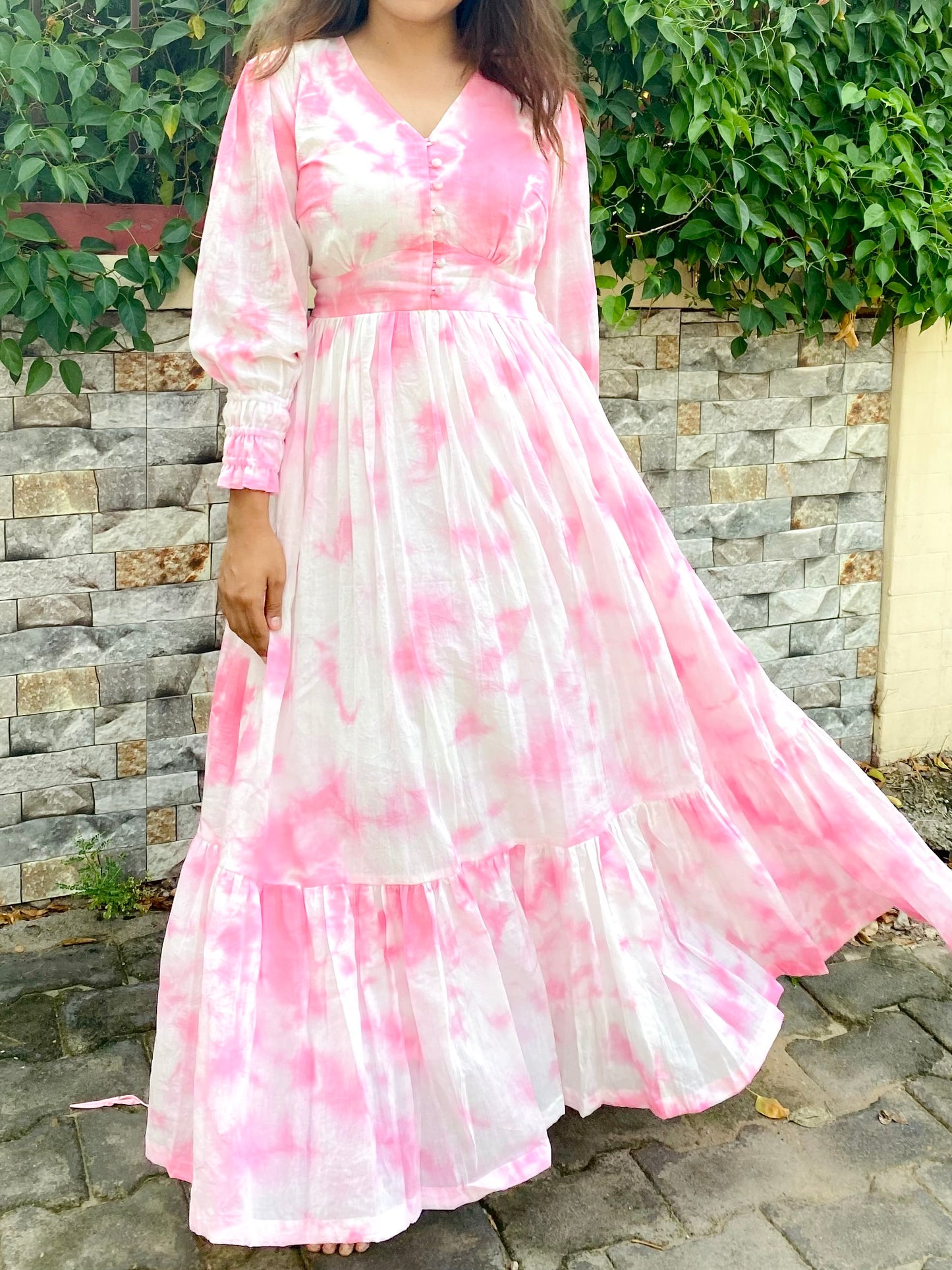 Pink Tie Dye Maxi Dress