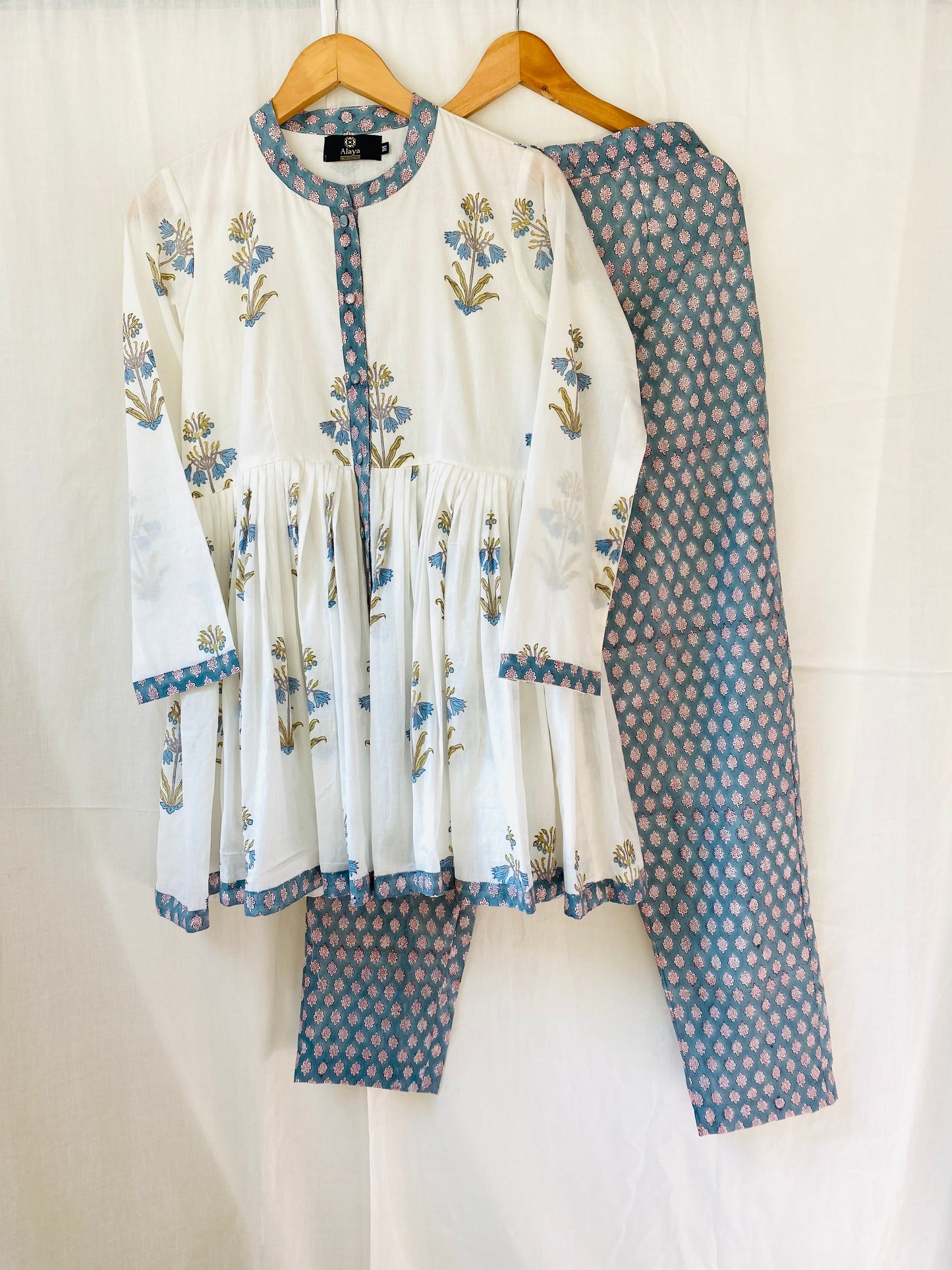 Blue Block printed Top with Pants