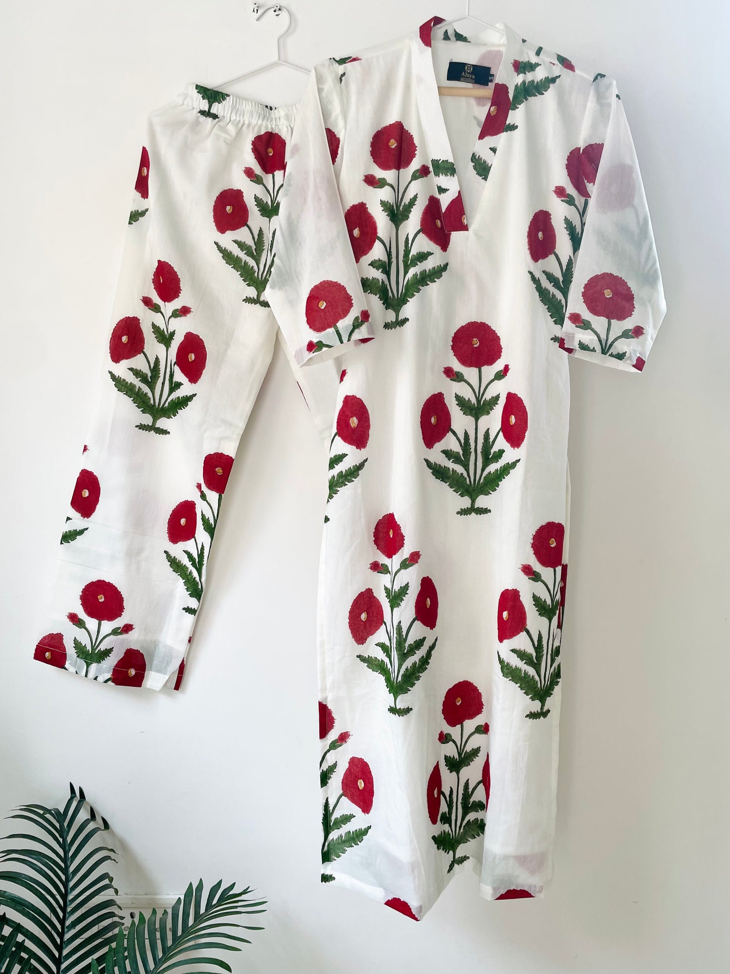 Marsala Poppy Kurta Co-ord Set