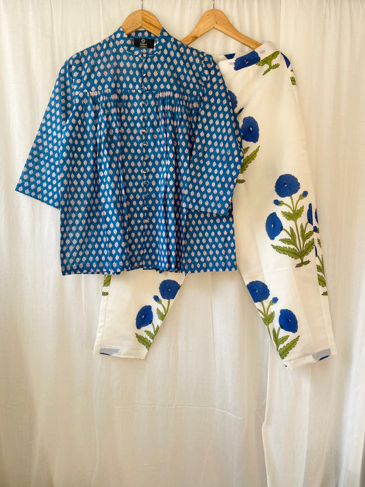 Navy Blue Top with Blue Poppy Pants
