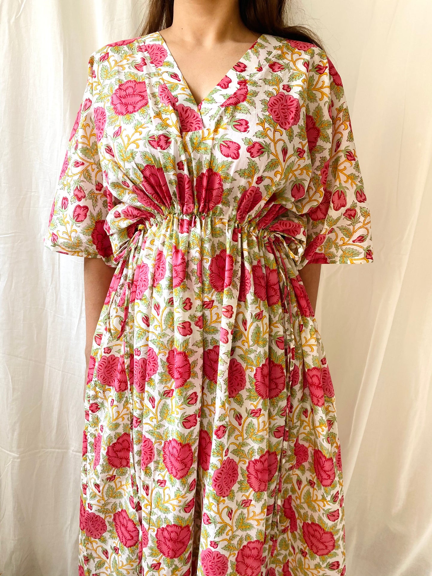 Pink Garden Blockprint Kaftan