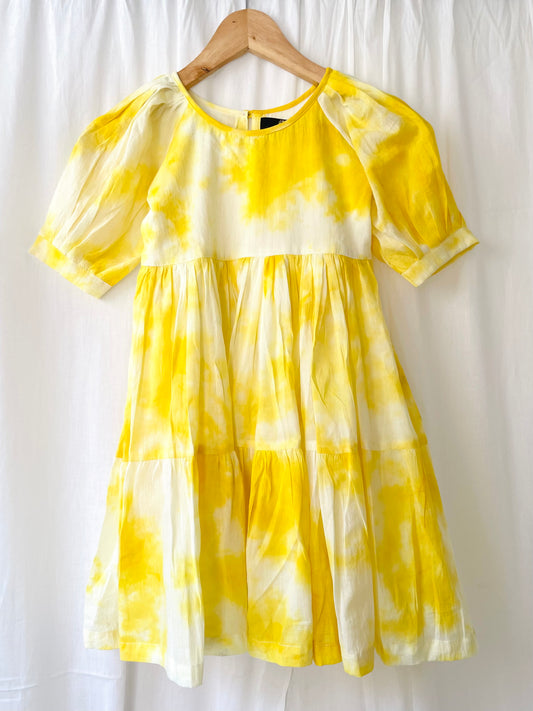 Yellow Tie Dye Mini Dress