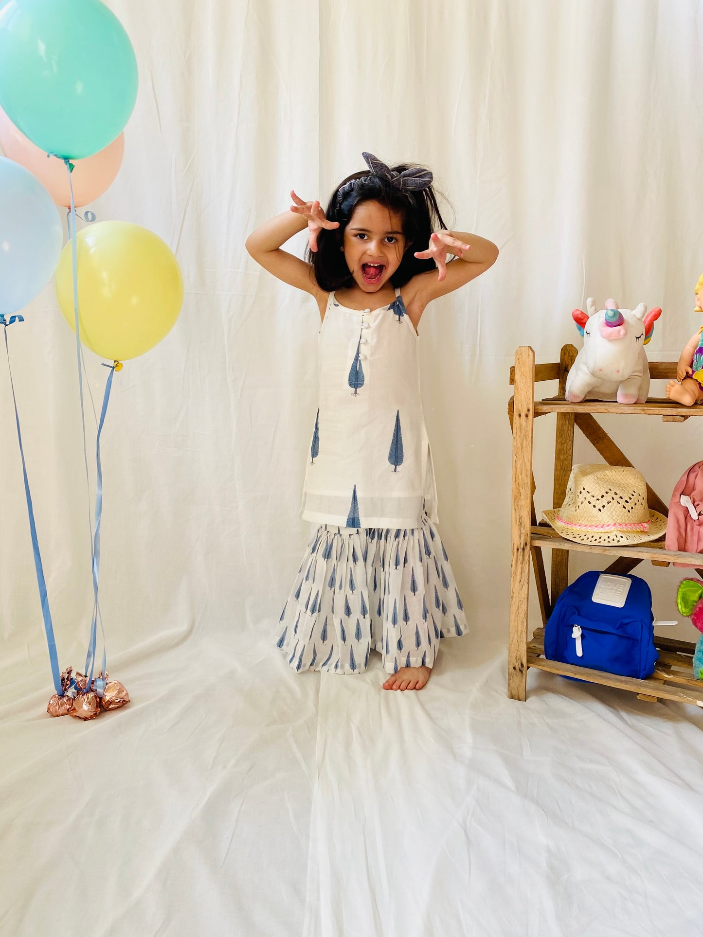 Blue Cypress Mini Sharara Set