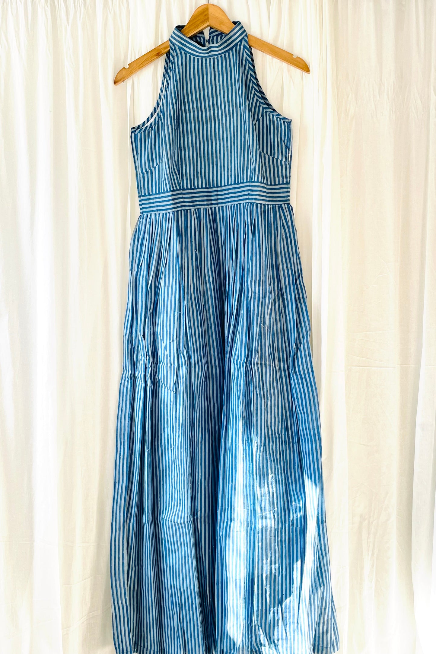 Navy Blue Striped Maxi
