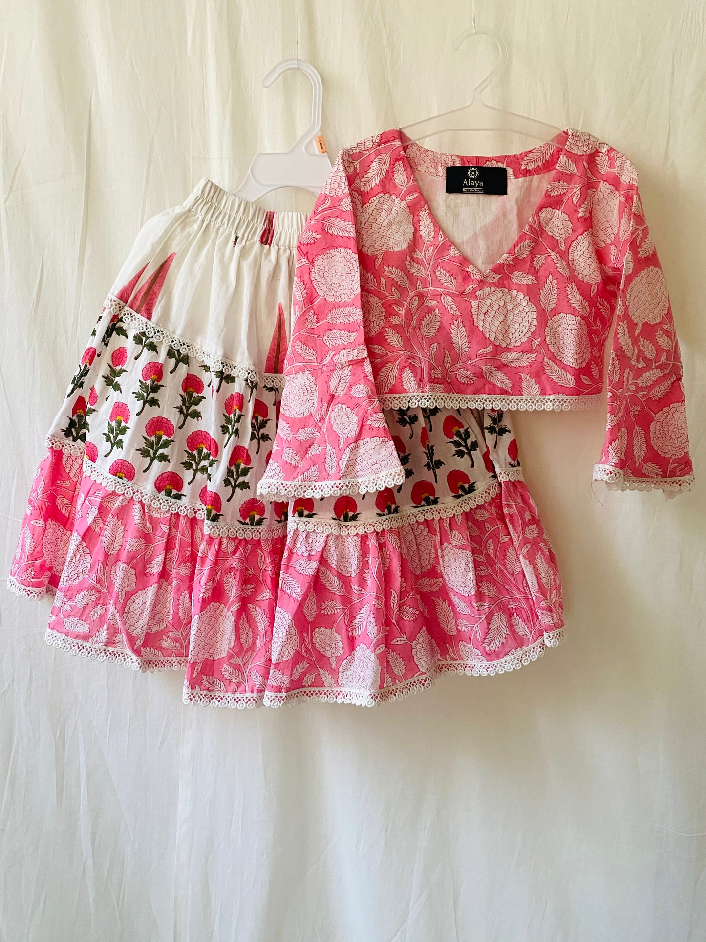 Pink Boho Mini Crop Top Set