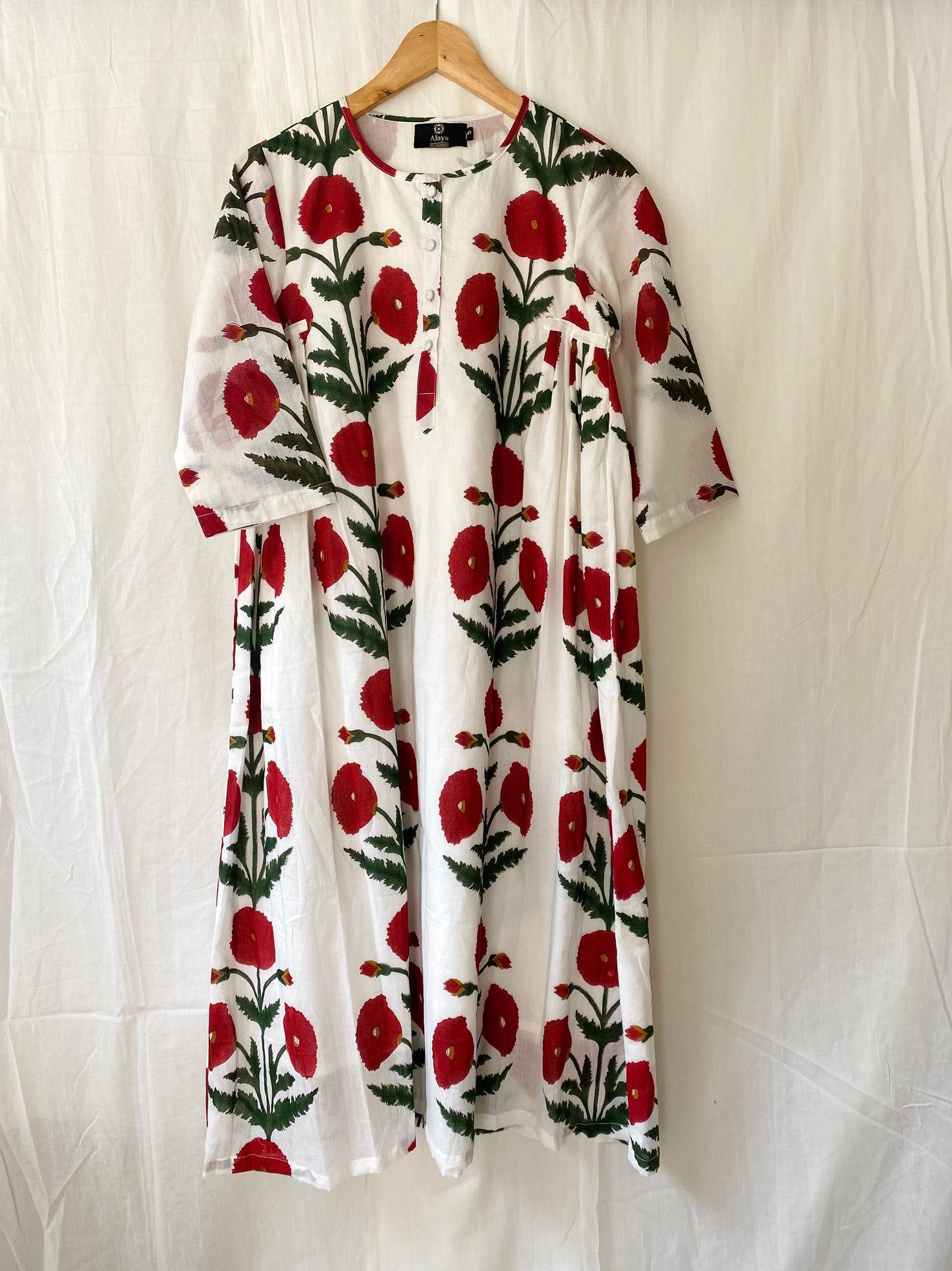 Marsala Poppy Blockprinted Kurta