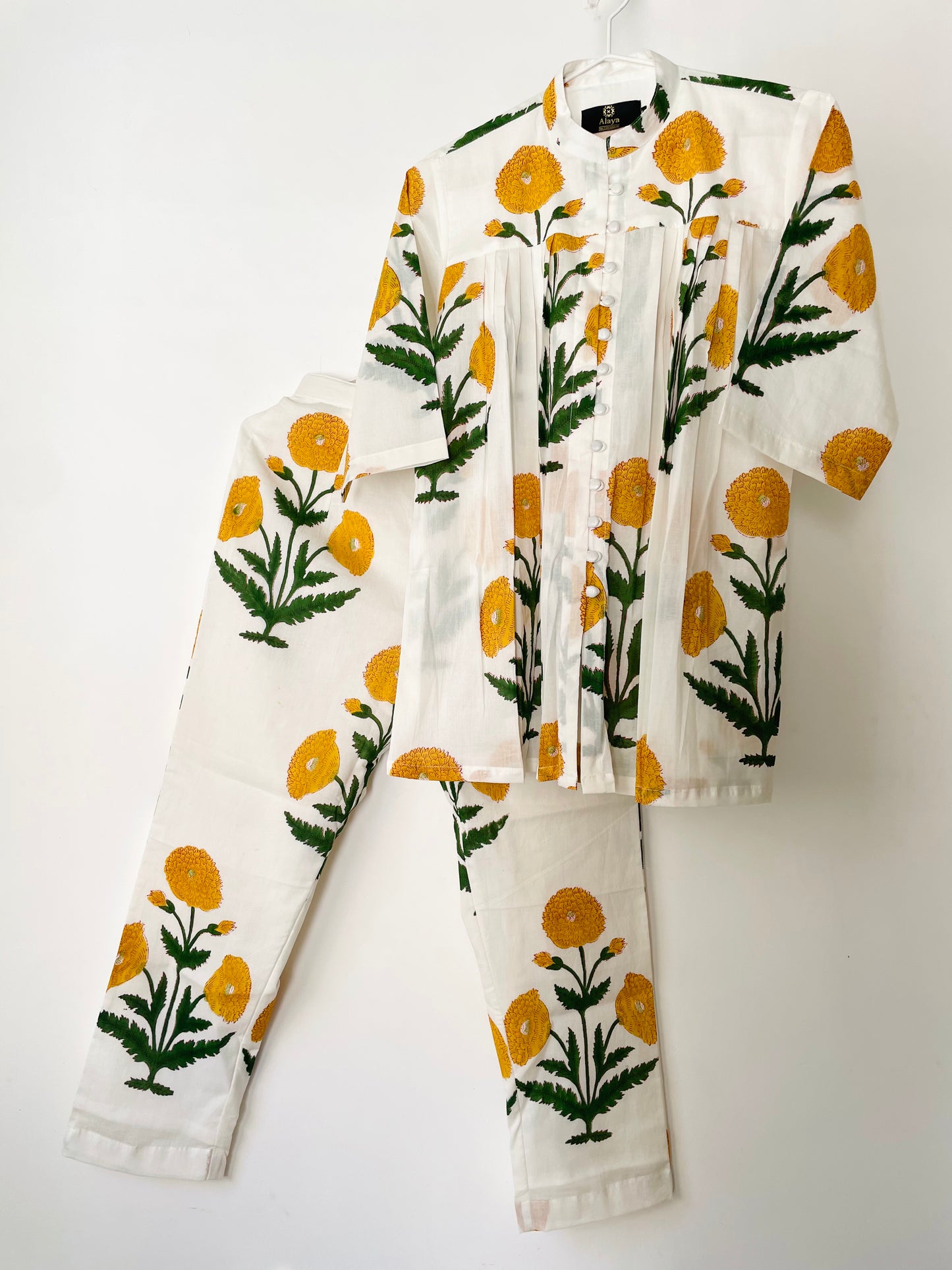 Yellow Poppy Blockprint Co-ord Set
