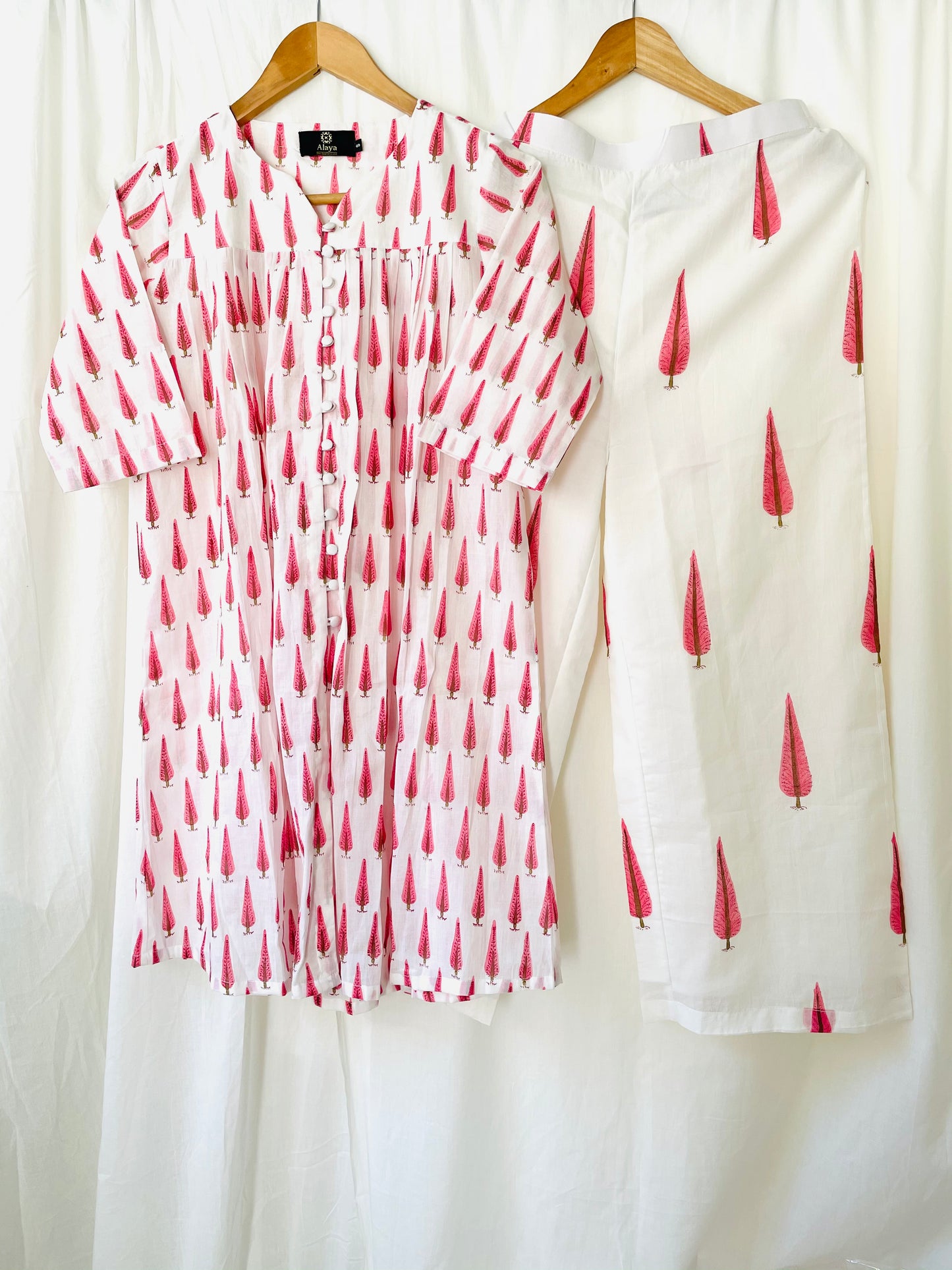 Pink Mini Cypress Kurta with Pink Cypress Palazzos