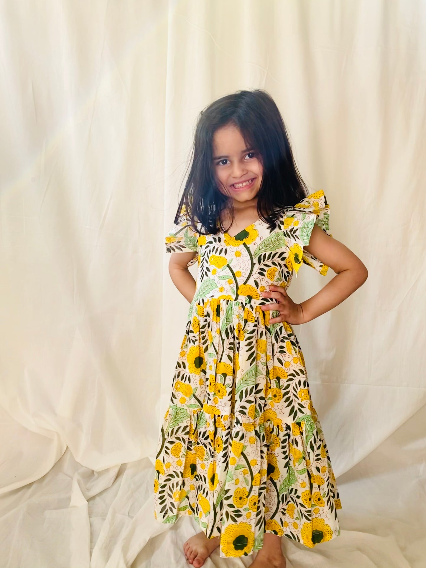Lemon Garden Mini Flora Tiered Dress