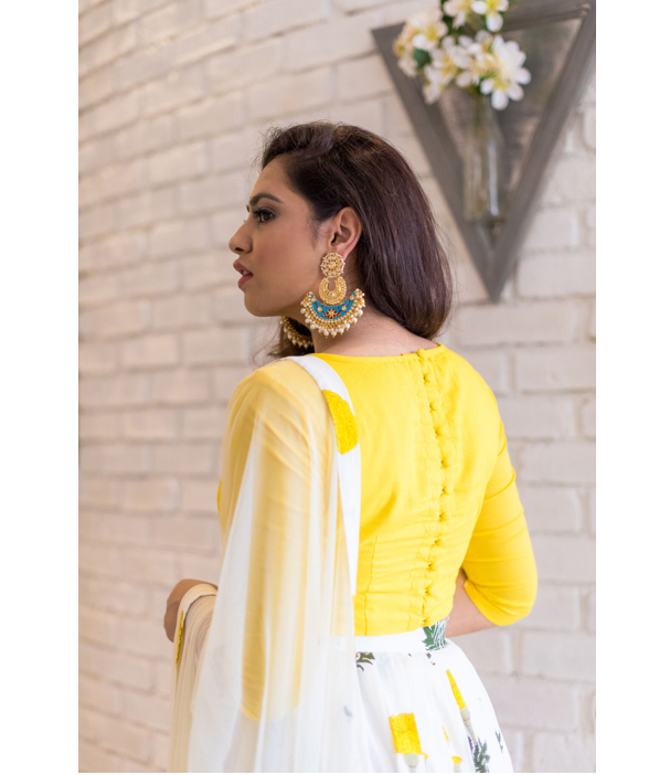 Yellow Mogra Lehenga Set