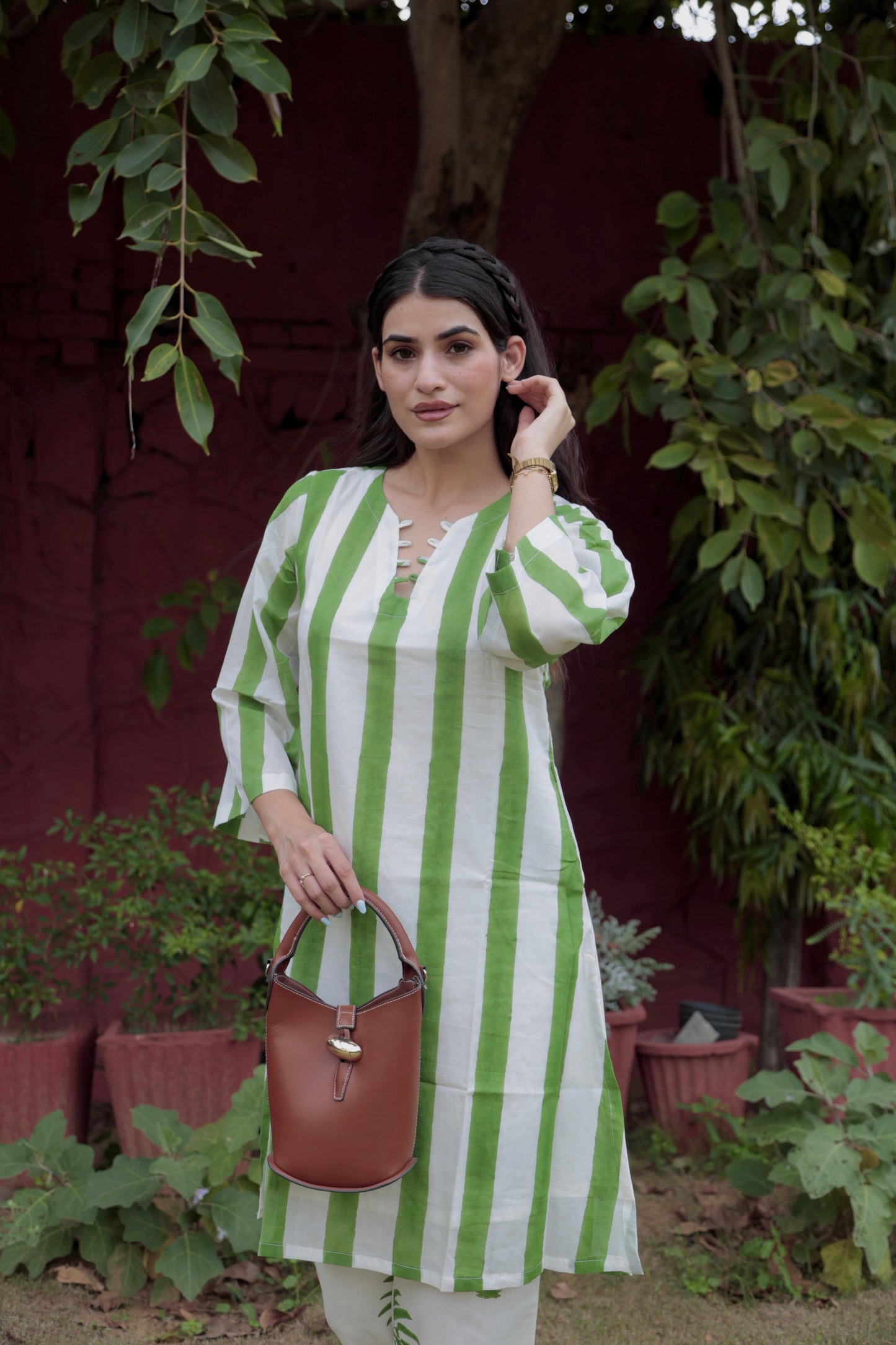 Green Palm Kurta Set
