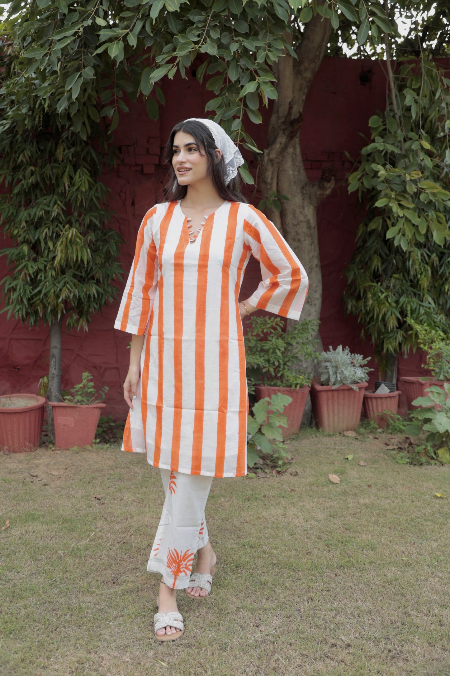 Coral Palm Kurta Set