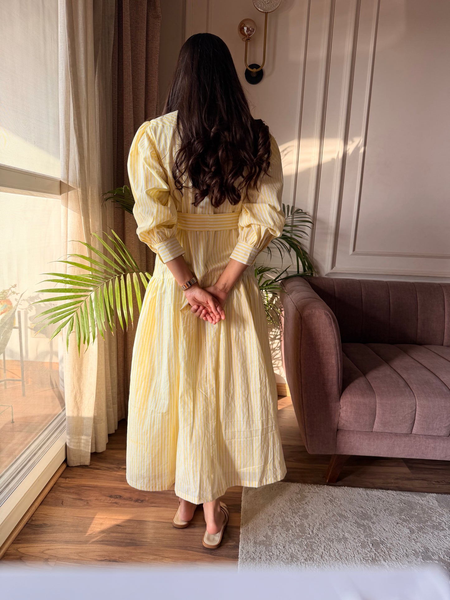 Citrus Breeze Stripe Shirt Dress