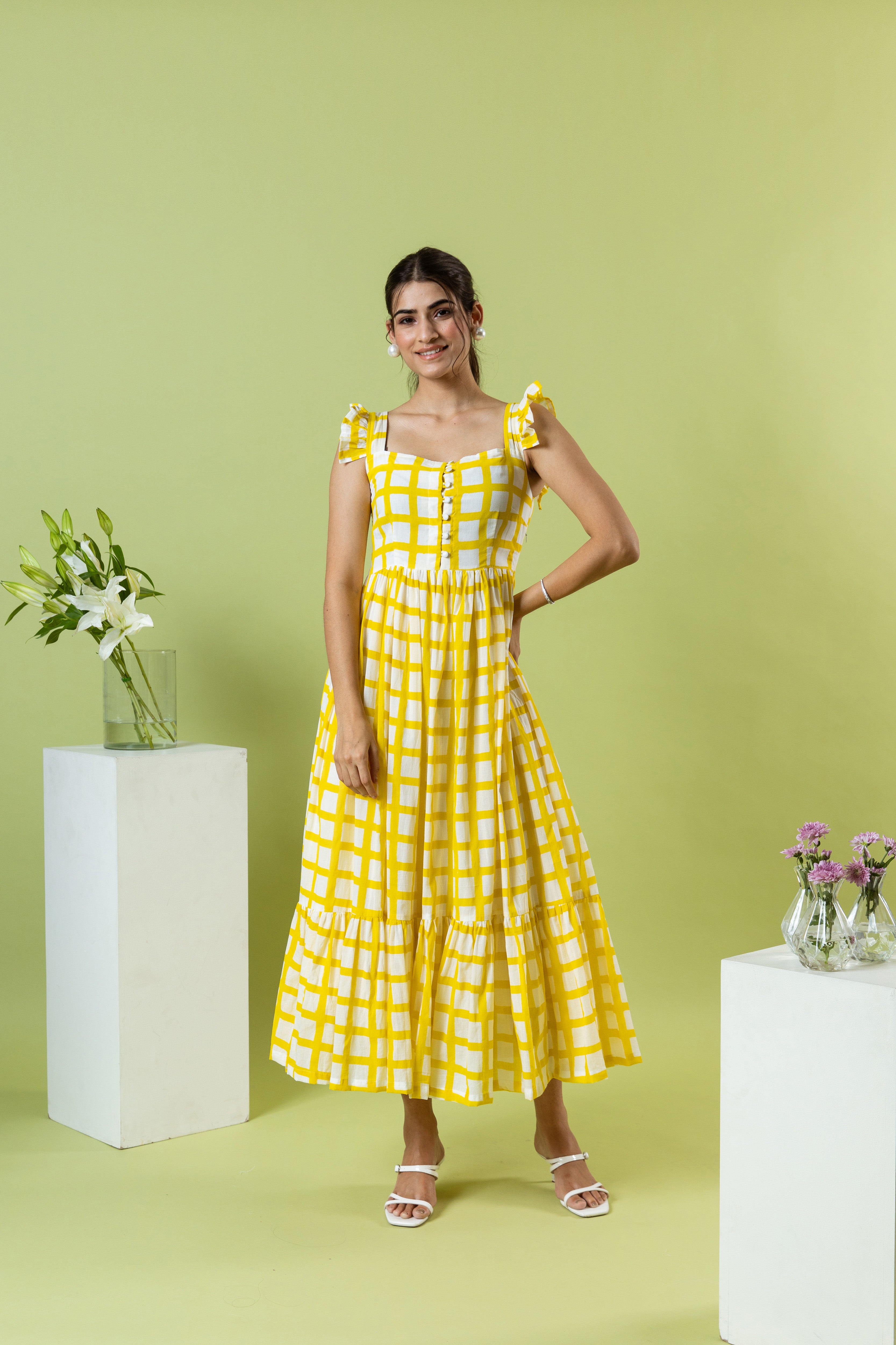 Yellow and white gingham on sale dress