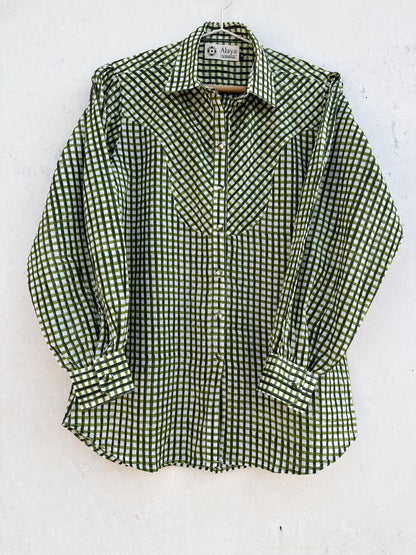 Olive Green Gingham Shirt