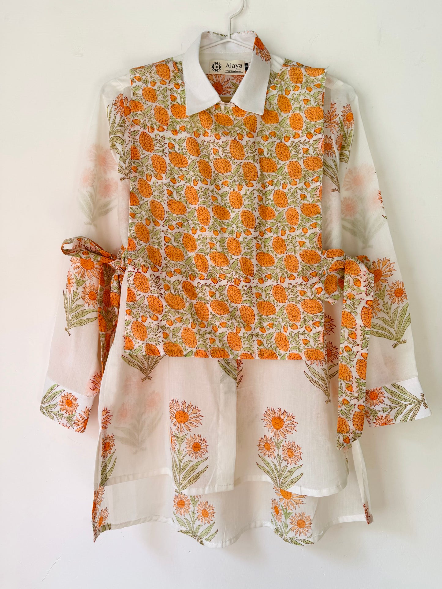 Tangerine Daisy Shirt, Waistcoat & Pants Set