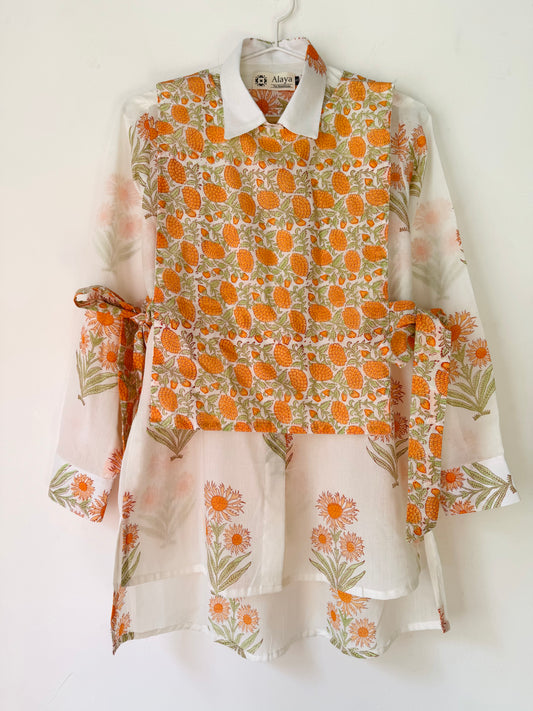 Tangerine Daisy Shirt and Waistcoat Set