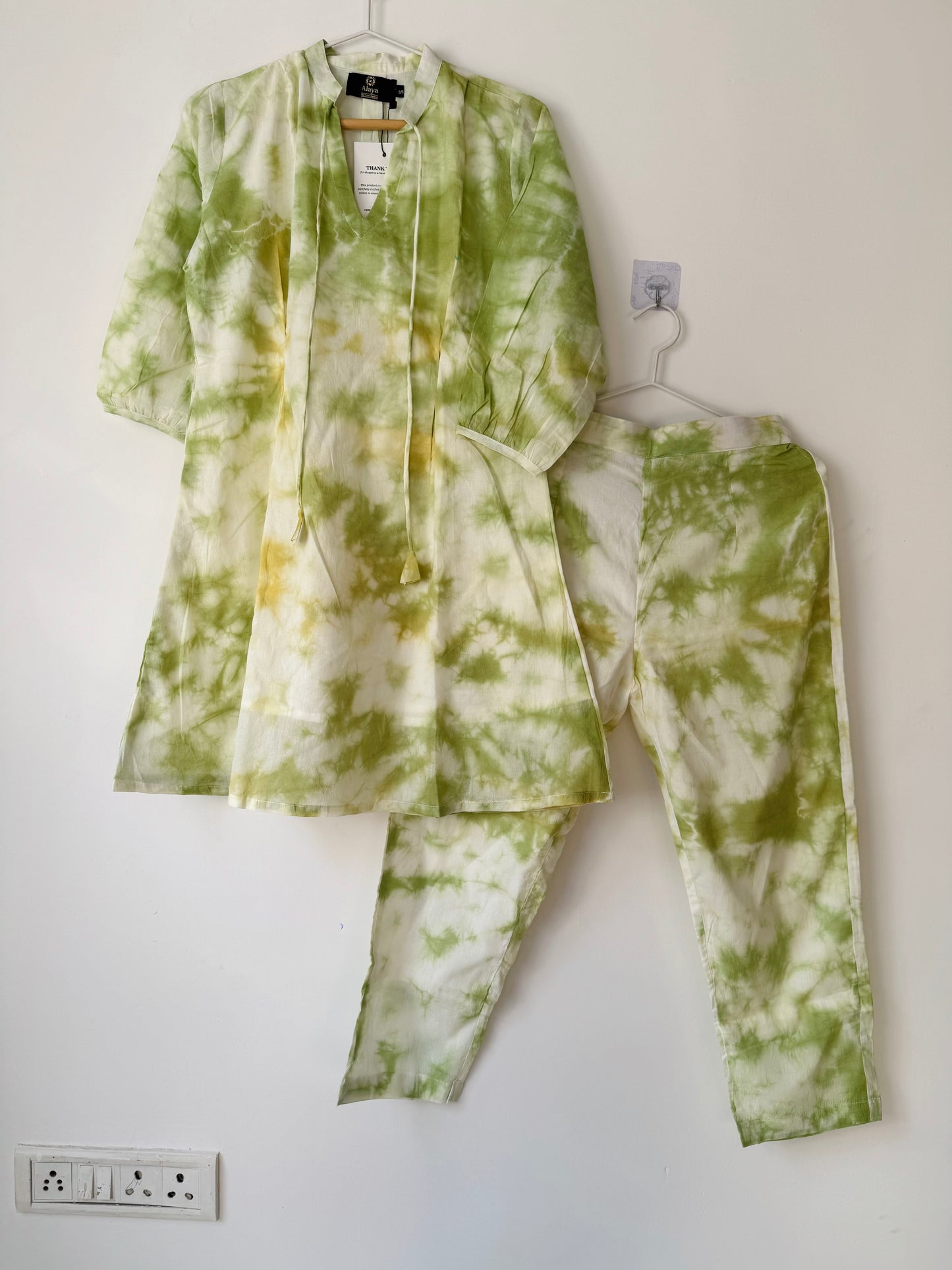 Sage green tie dye co-ord set - S